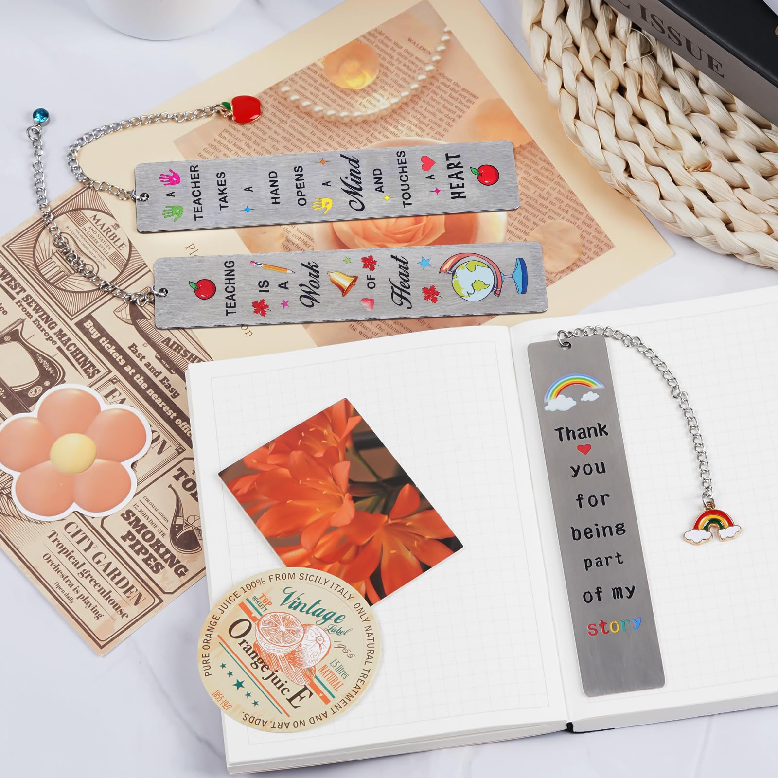 5 Segnalibri Diamantati Per Insegnanti - Acciaio Inossidabile - Regalo Di Ringraziamento Per Laurea O Fine Anno Scolastico - Foto 12