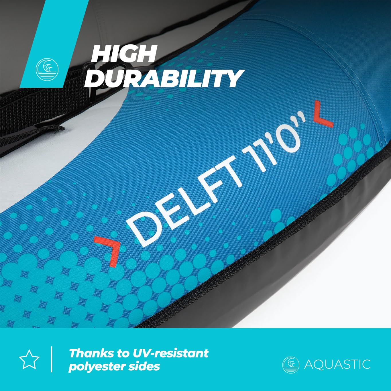 AQUASTIC Kayak Dolph 11'0" - Kayak Gonflable pour 2 Personnes - avec Deux sièges - Stabilisateur Gonflable et Housse de Protection - 335 x 96 cm - Idéal pour Le Rafting et Les Excursions - Matériau