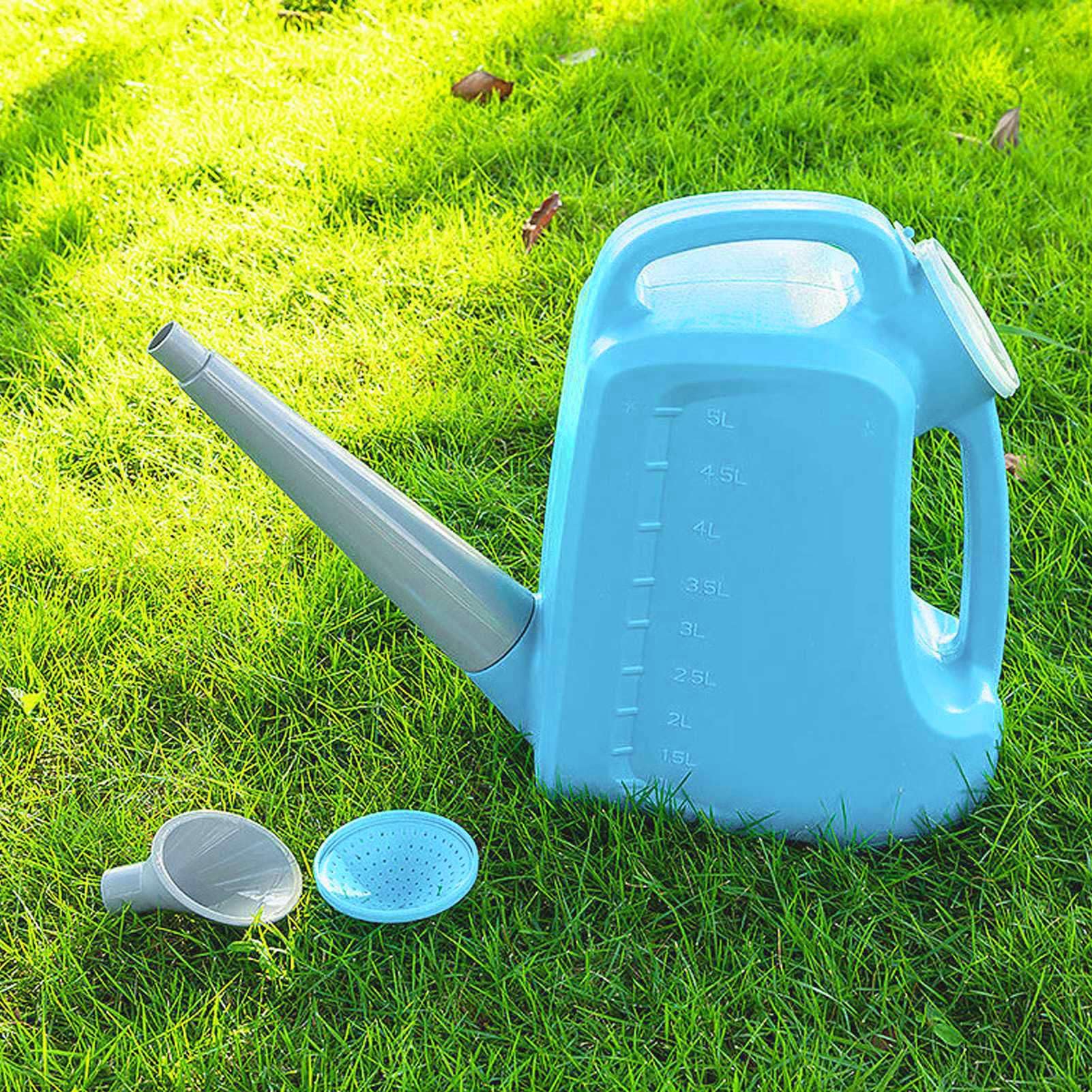 Konewka Mavaol Sky Blue, ergonomiczny uchwyt, wbudowany wskaźnik poziomu wody, wytrzymały materiał PP, do pielęgnacji roślin w pomieszczeniach i na zewnątrz (5L)