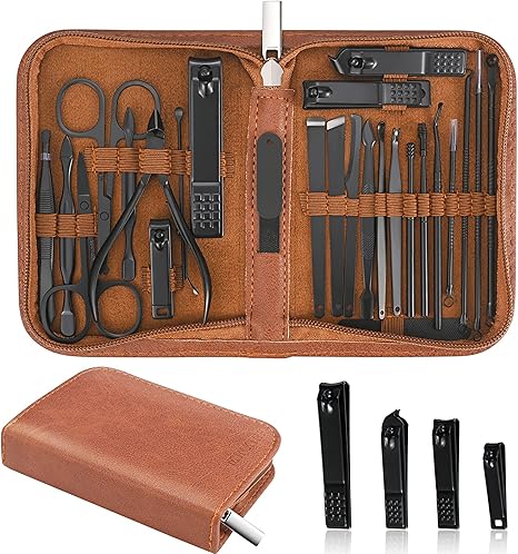 Manicure Set Professional Nail Clipper Kit-26 Pieces Stainless Steel Manicure Kit,nail Care Tools with Luxurious Travel Case