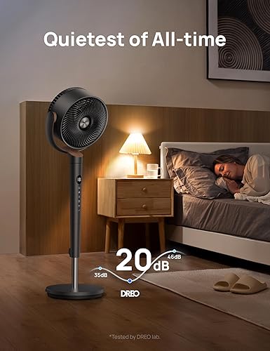 Miniatura 10 de Dreo Fan for Bedroom, 120° Oscillating Standing Fans, Quiet Floor Fan with DC Motor, 100ft Pedestal Fans for Room, 9 Speeds, 4 modes, 20dB, 120°