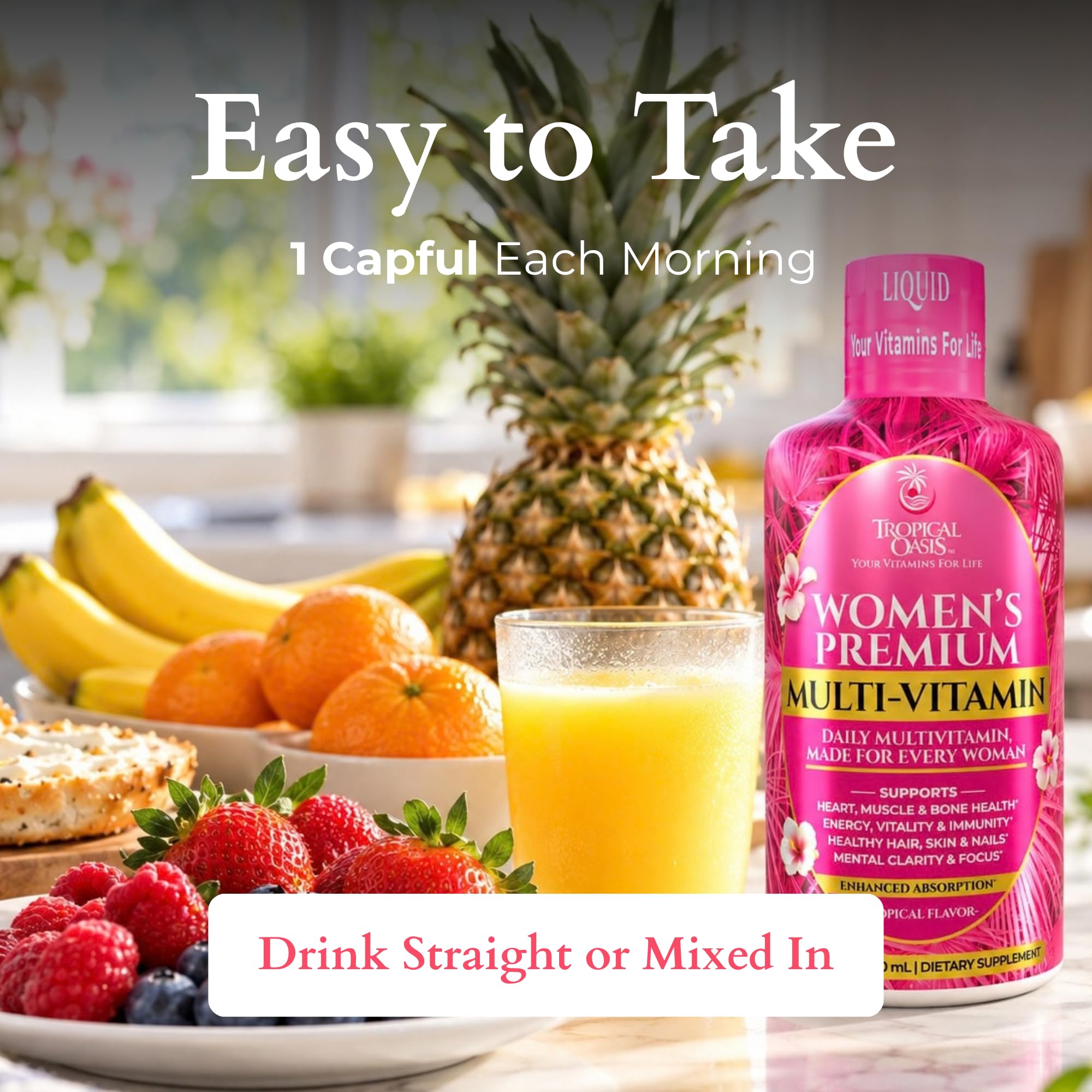 Tropical Oasis Liquid Multivitamin for Women | Sugar Free, Non-GMO, 32 Serv — Amazon image 6