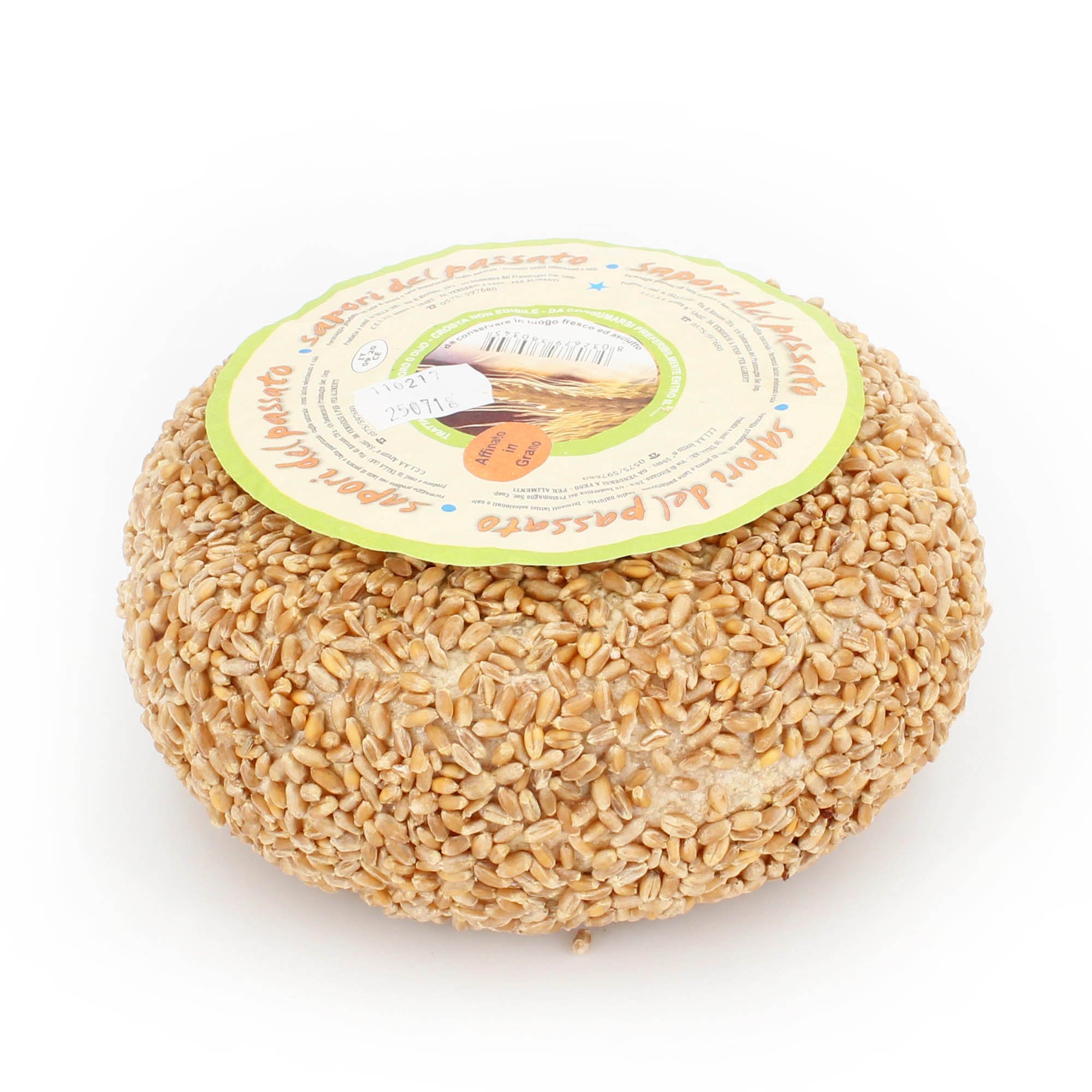 Ganzer Käselaib 1,2 kg - GRANAIO - PECORINO TOSCANO DOP aus CASENTINO - Im WEIZENRINDE gereift - 6 MONATE - Käse aus BERGSCHAFMILCH - Direkt aus Italien