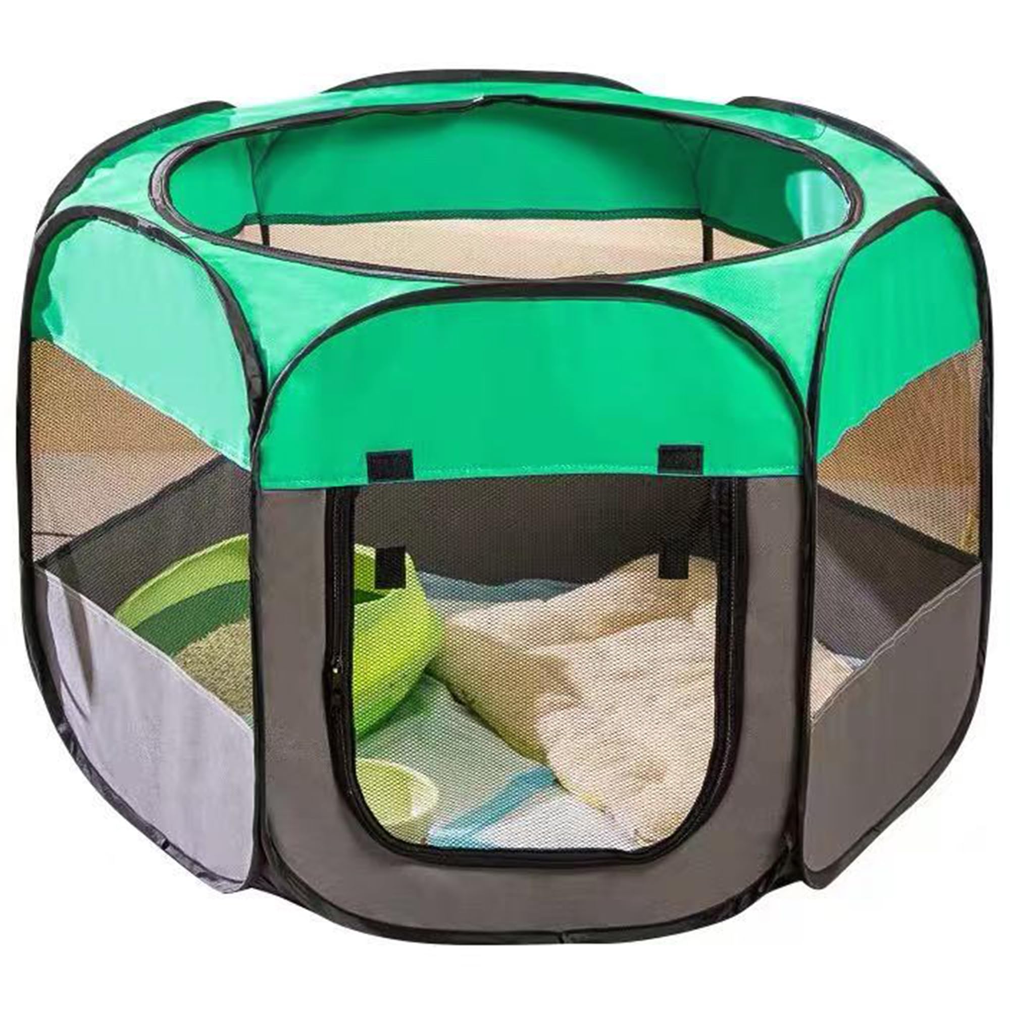 Pet Playpen, Puppy Play Pen, Dog Playpen for Indoors – Foldable, Soft Fabric, Breathable Mesh Fabric Cage for Dogs, Cats and Kittens, 85x85x58cm (Teal)