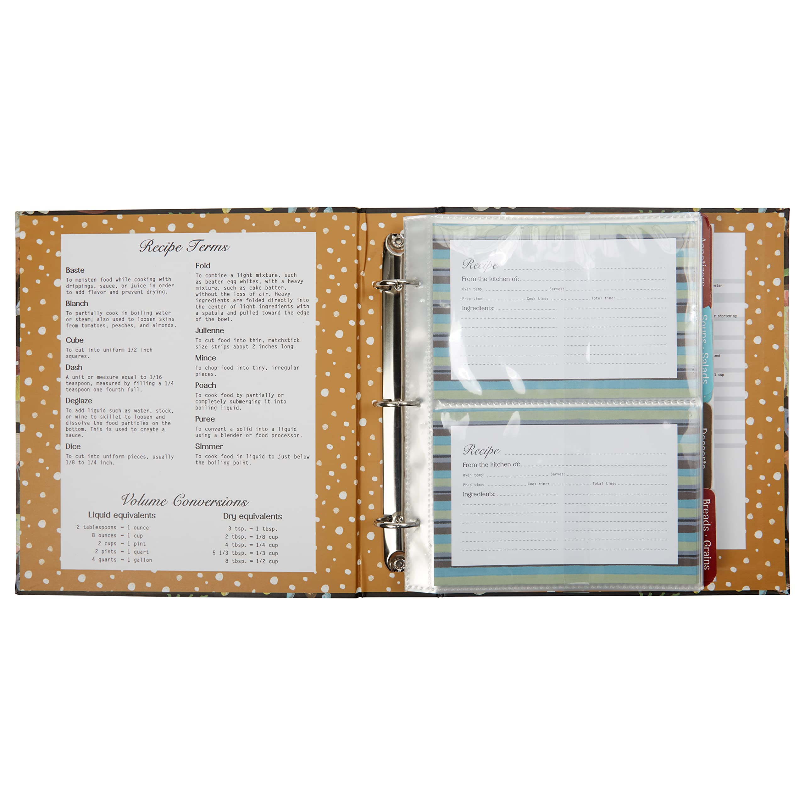 C.R. Gibson Raccoglitore per ricette a 3 anelli con carte, 23,7 x 21,6 cm