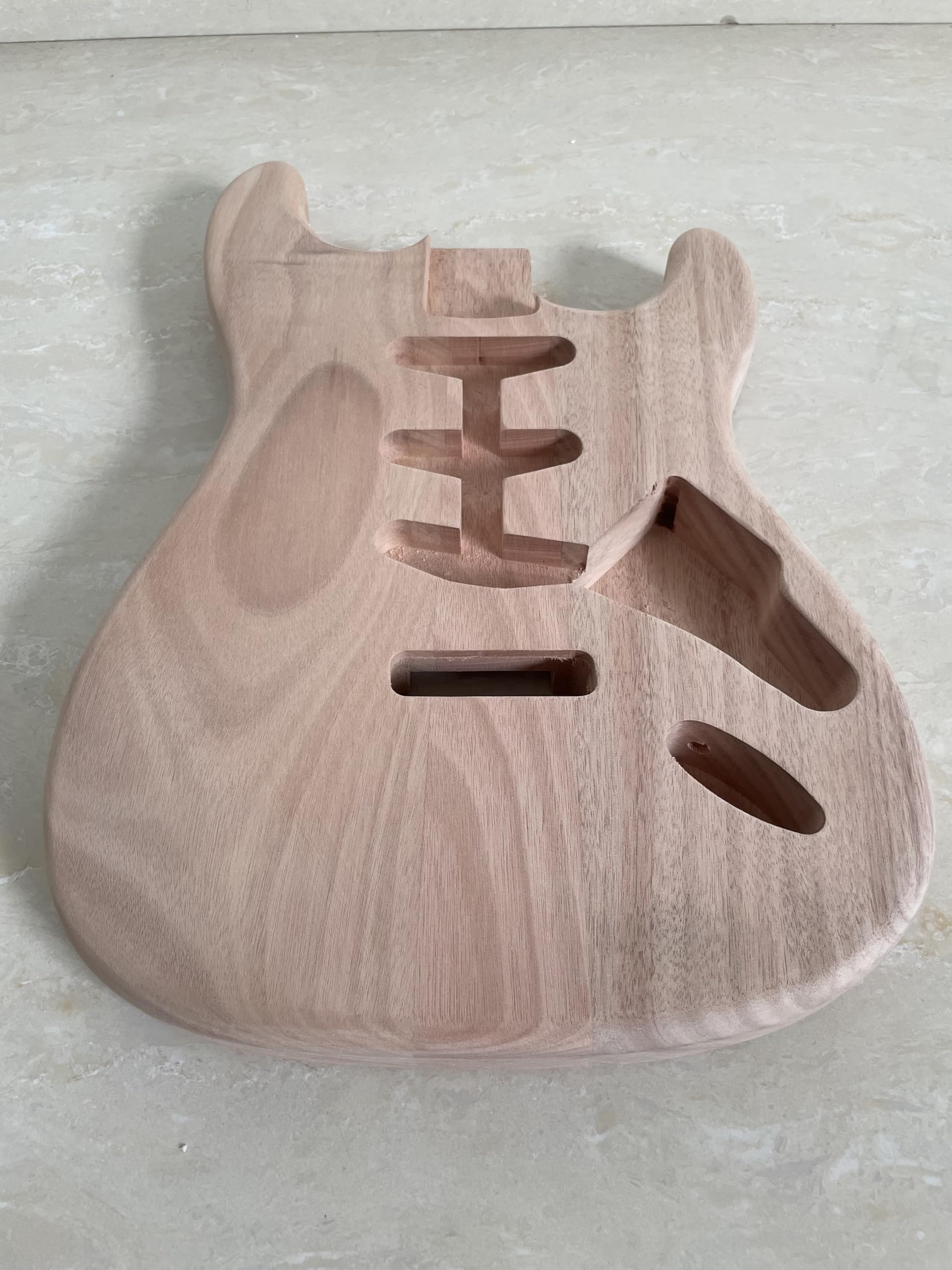 Unfinished Handcrafted Guitar Body Mahogany Wood Electric Guitar Body Guitar Barrel Replacement Parts for Stratocaster Style Guitars DIY Parts S-S-S pickups