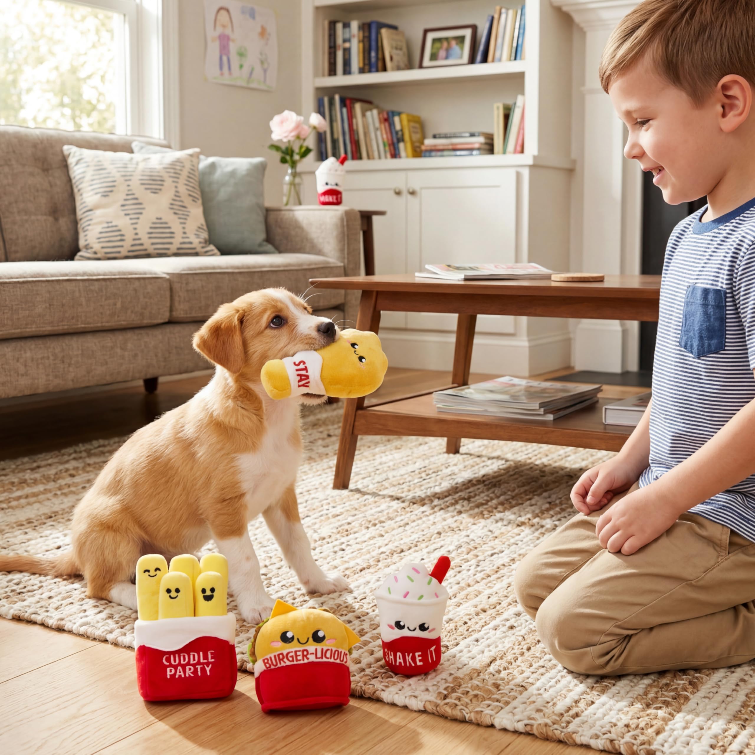 JOYIN Juego de juguetes de comida combinada de felpa, 4 piezas