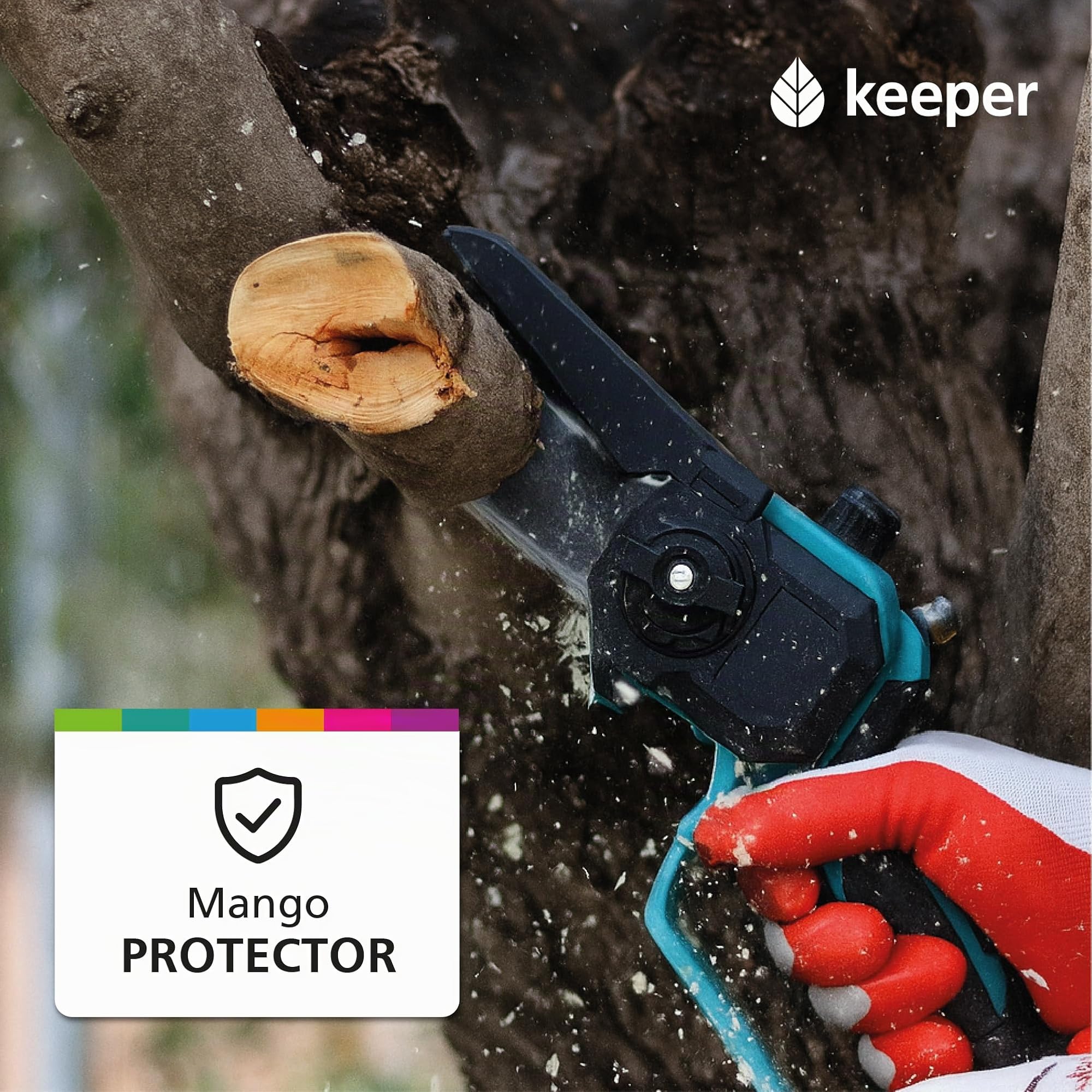 KEEPER Mini Motosierra Batería de Poda KP6. 18V, 6 pulgadas,300W. Recargable. Motosierra Eléctrica Bateria Inalámbrica. Corte de madera de Ø 80. Poda Arboles Frutales. Incluye Maletín y Batería