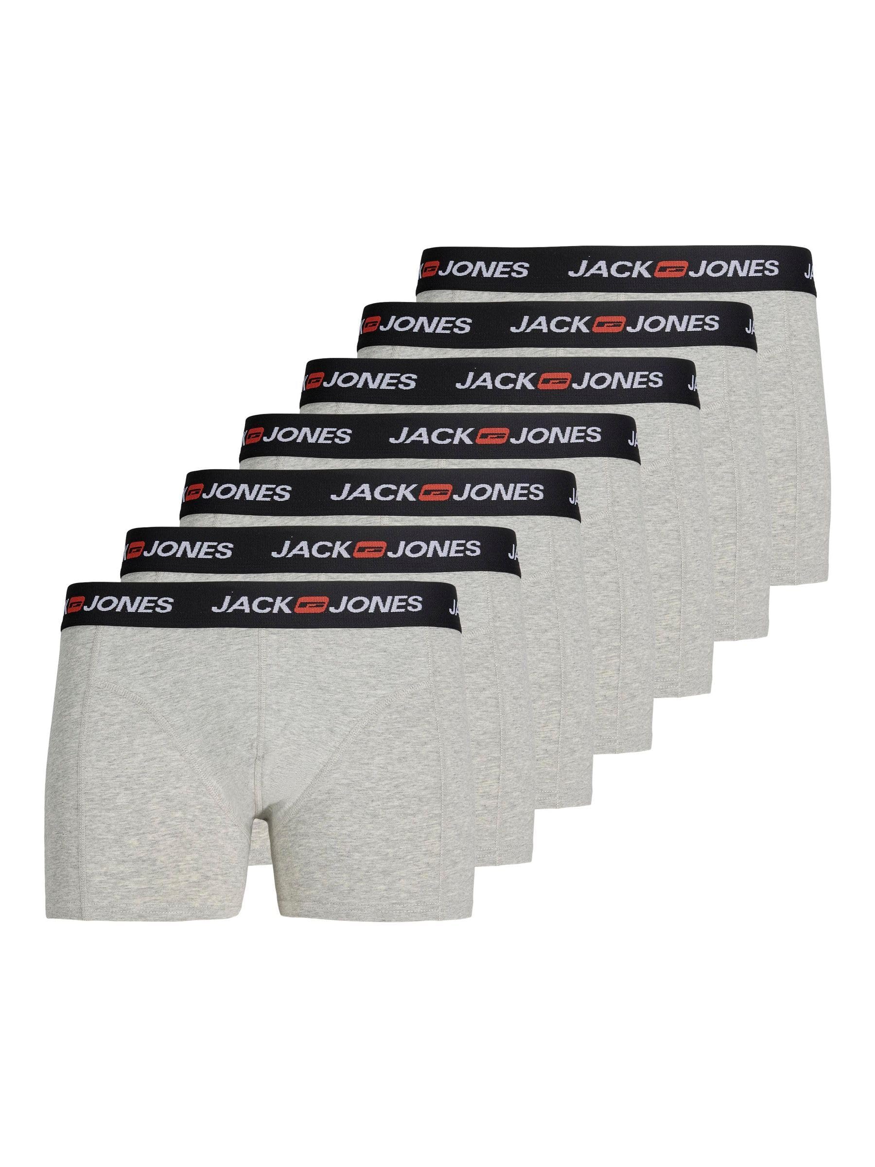 Jack & Jones Men's Light Grey Mix Jaccorp Old Logo Trunks 7 Pack (Pack Of 7), M