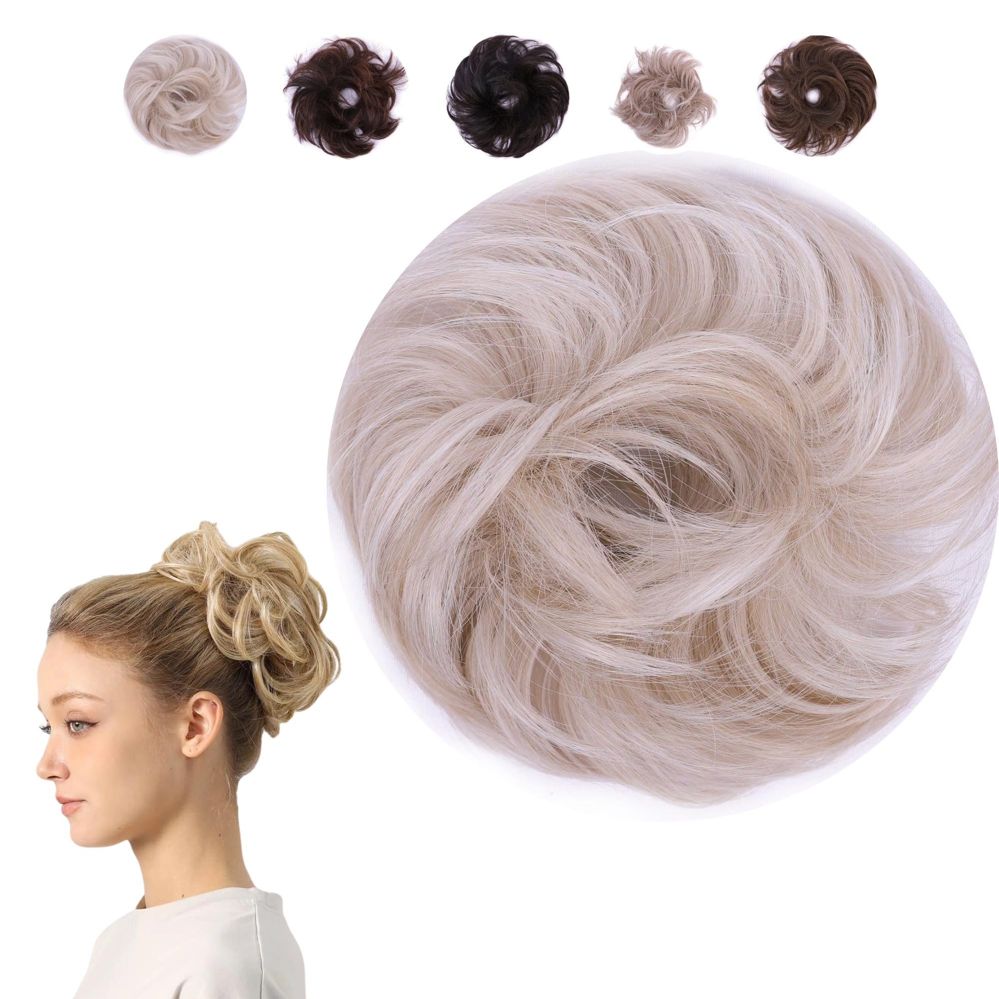 Platinum blonde hair accessory lot: hair scrunchie, braided headband & ponytail Momihoom Headband Ponytail Braided Hair piece Hair band Hair  main image 2