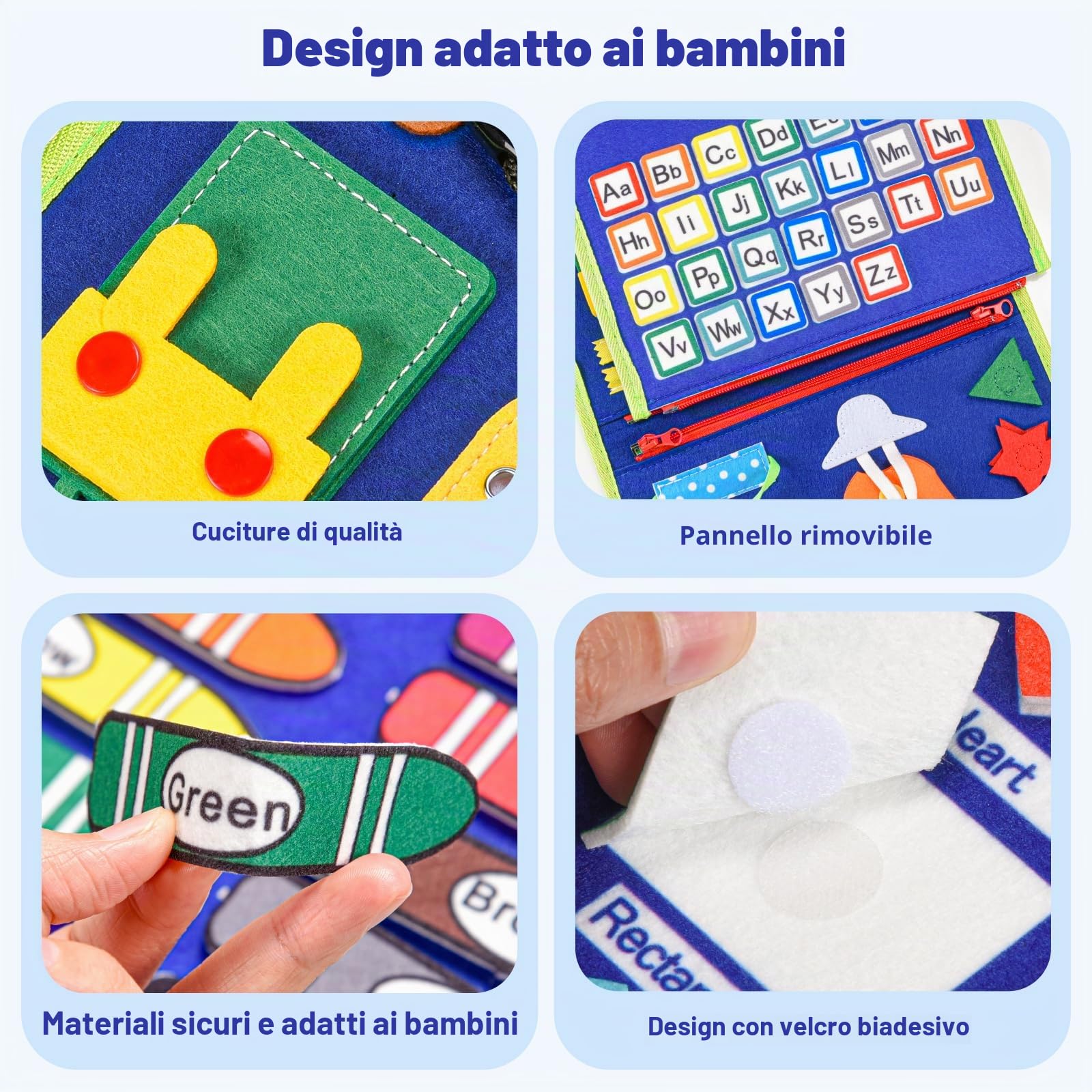 Asten Busy Board Giocattoli Montessori, Libri Busy per Bambini Piccoli, Tavola Sensoriale Libro di Attività Educative Silenziose per Bambini Piccoli, Giocattoli da Viaggio per Bambini per Aereo Auto