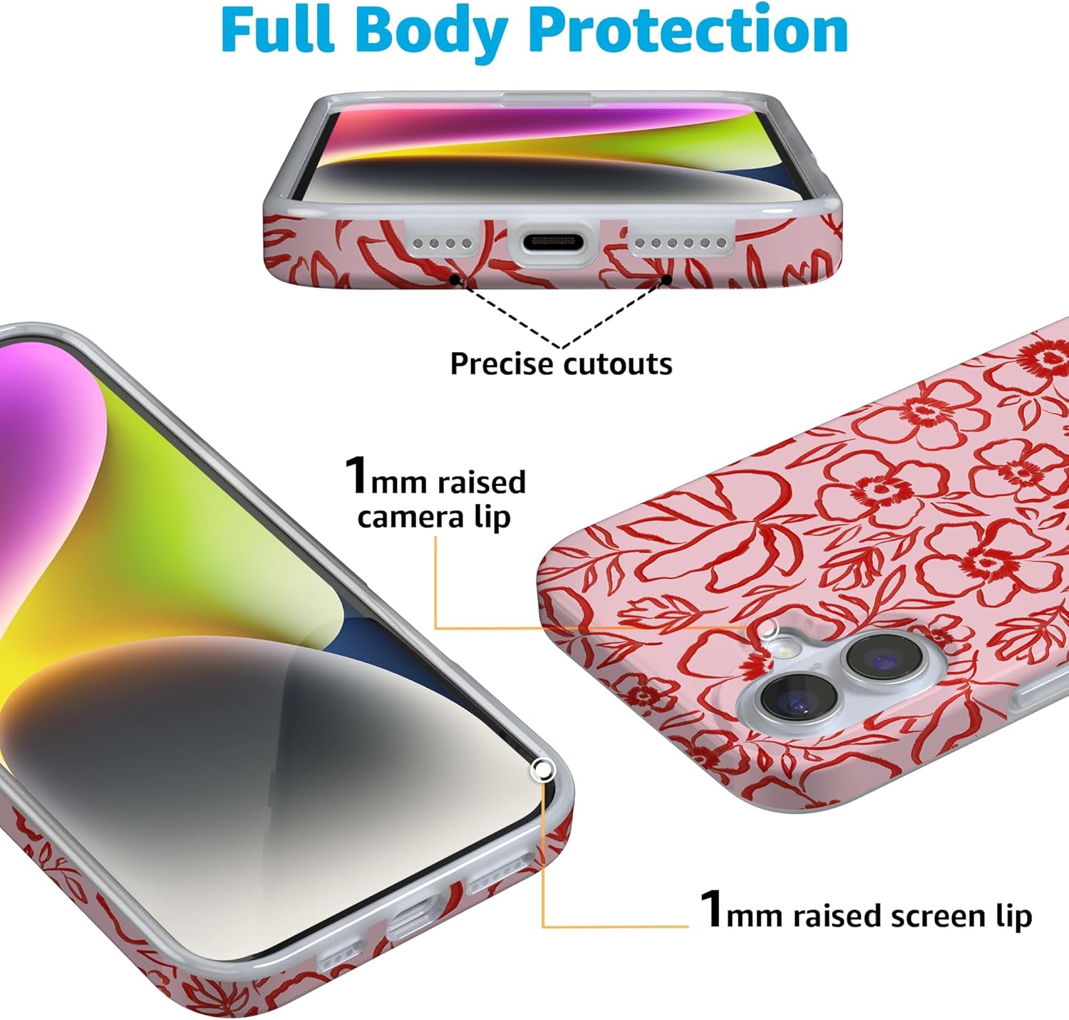 Casely iPhone 16 Case | Blush Garden | Floral Doodle | Compatible with MagSafe | Classic Ultra Slim Design