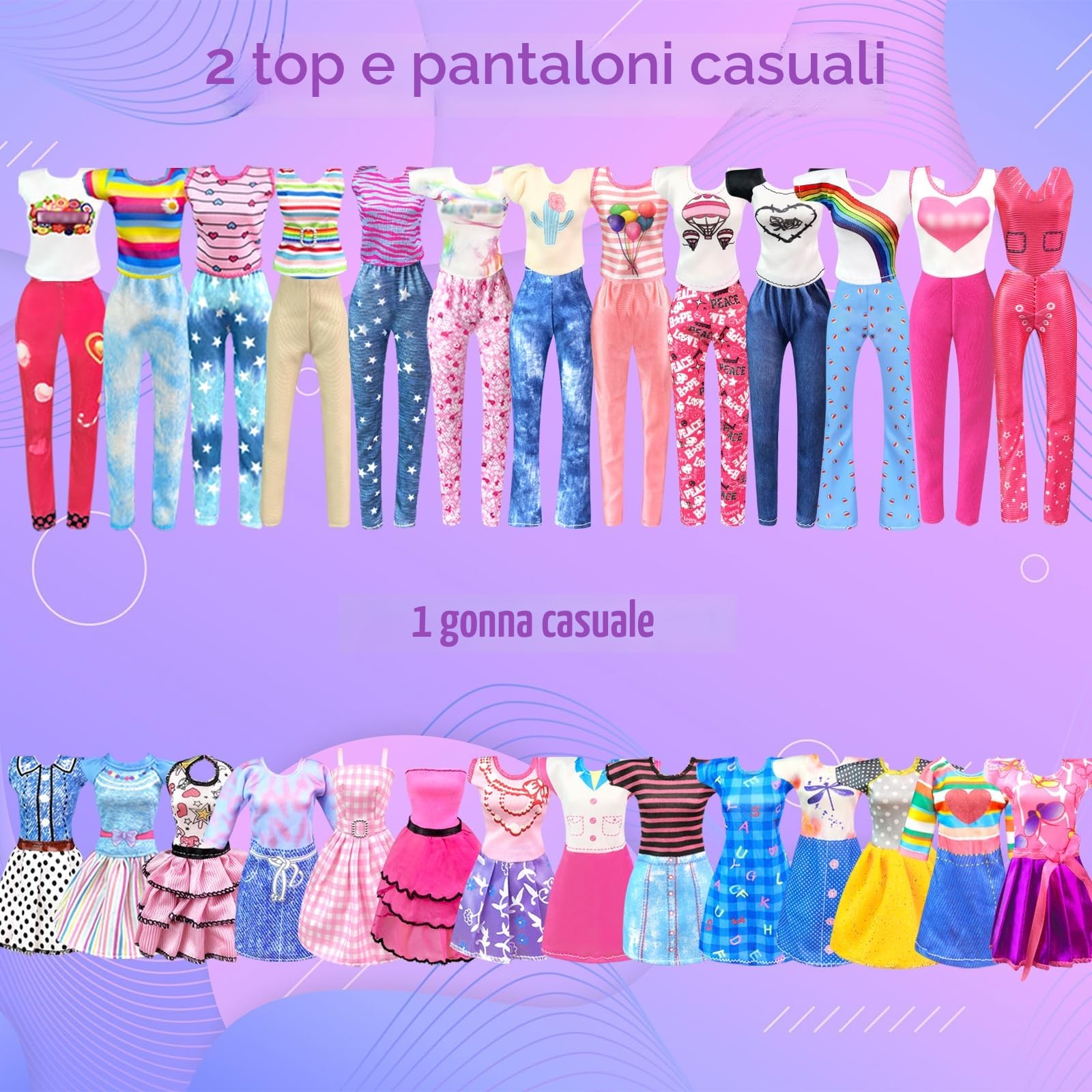 65 Vestiti e accessori per Bambole con Armadio per Bambole da 11,5 pollici - Set di Bambola di Design Inclusi Abiti da Sposa e Vestiti di Moda Top e Pantaloni per Ragazze (include la bambola)