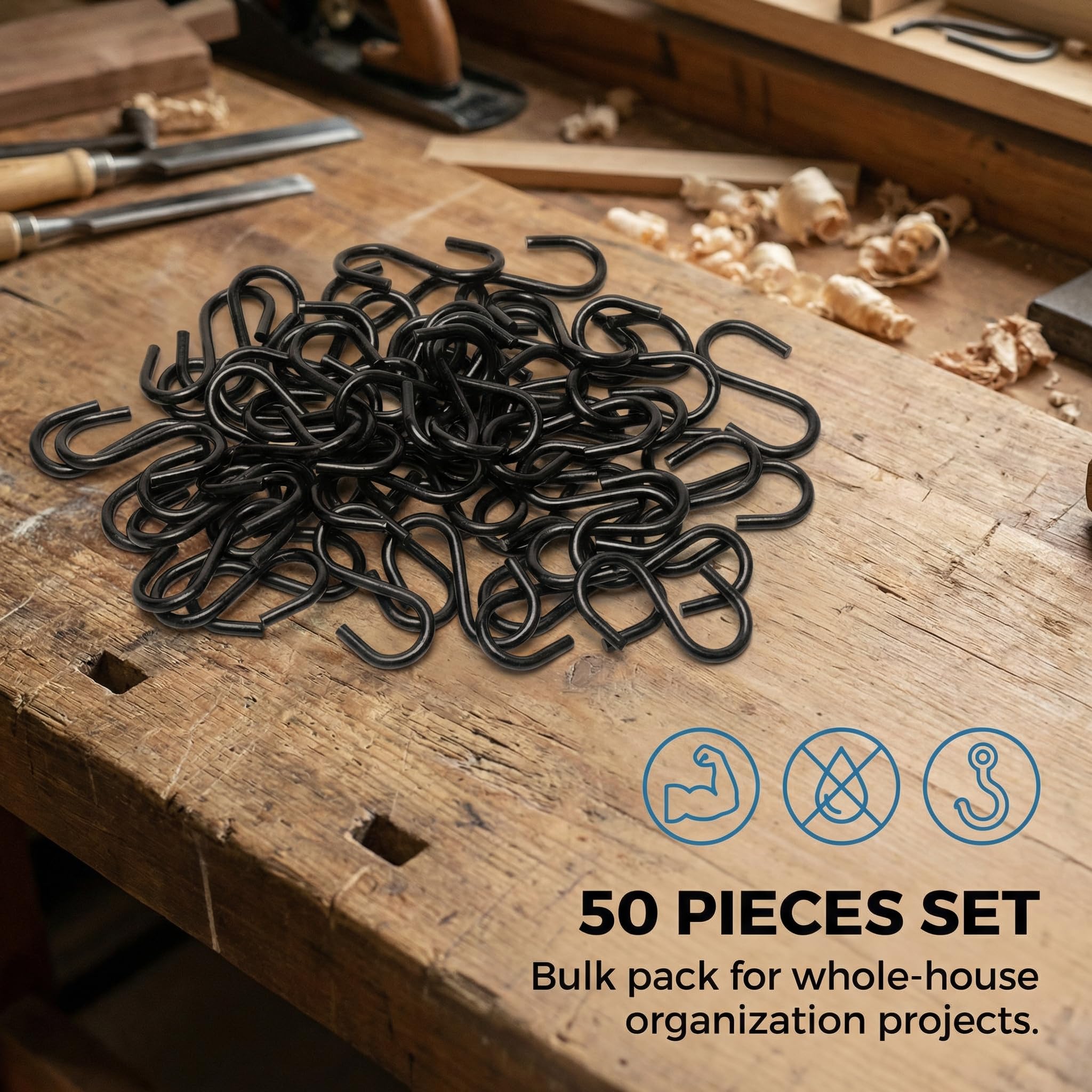 Lot de 50 crochets en S de 2,5 cm, mini crochets en forme de S pour suspendre des plantes, bricolage, bijoux, porte-clés, noir