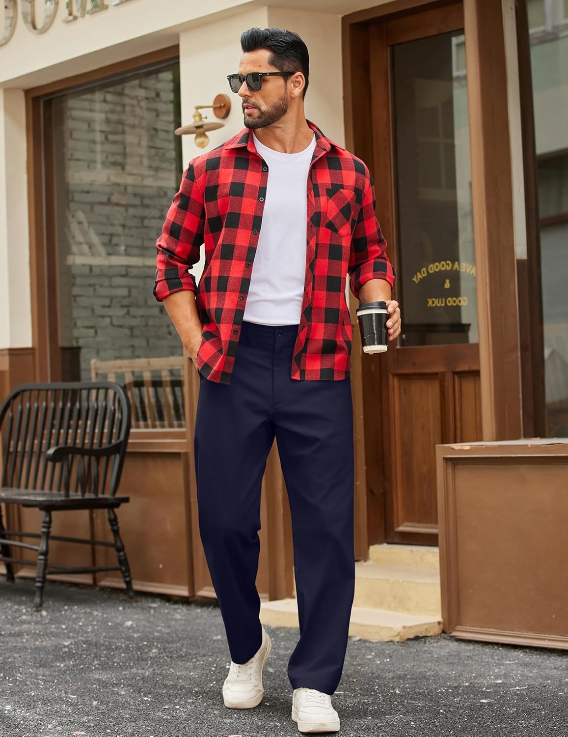 COOFANDY Mens Casual Pants Cotton Classic Fit Stretch Chino Pant Khaki Lightweight Work Dress Slacks - Image 4