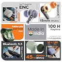GOBOULT Z40 Pro with 100H Playtime, Zen Quad Mic ENC, 45ms Low Latency Gaming, Premium Rubber Grip Case, 13mm Bass Drivers, Bluetooth 5.3, TWS Truly Wireless in Ear Earbuds (Lavender) gallery image