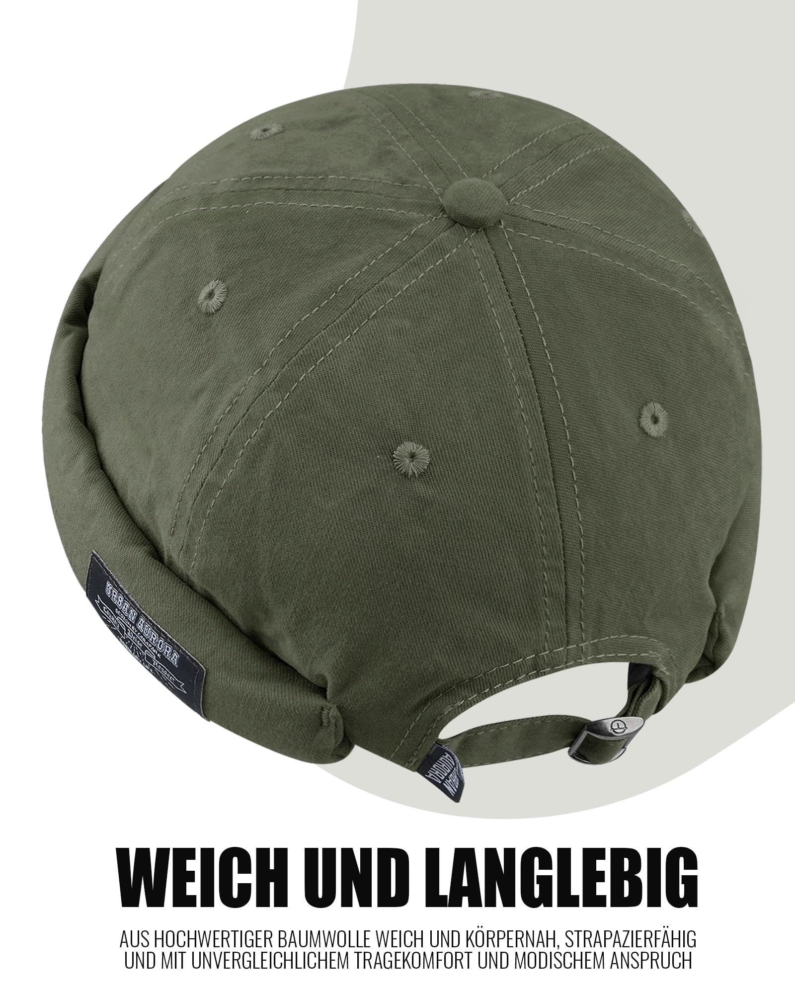 Clakllie Cotton Docker Cap Marynarska Portowa Oryginalna Męska Letnia Kryjąca Bez Daszka Zwijana Unisex, H-GD30-Zielony, Rozmiar Uniwersalny