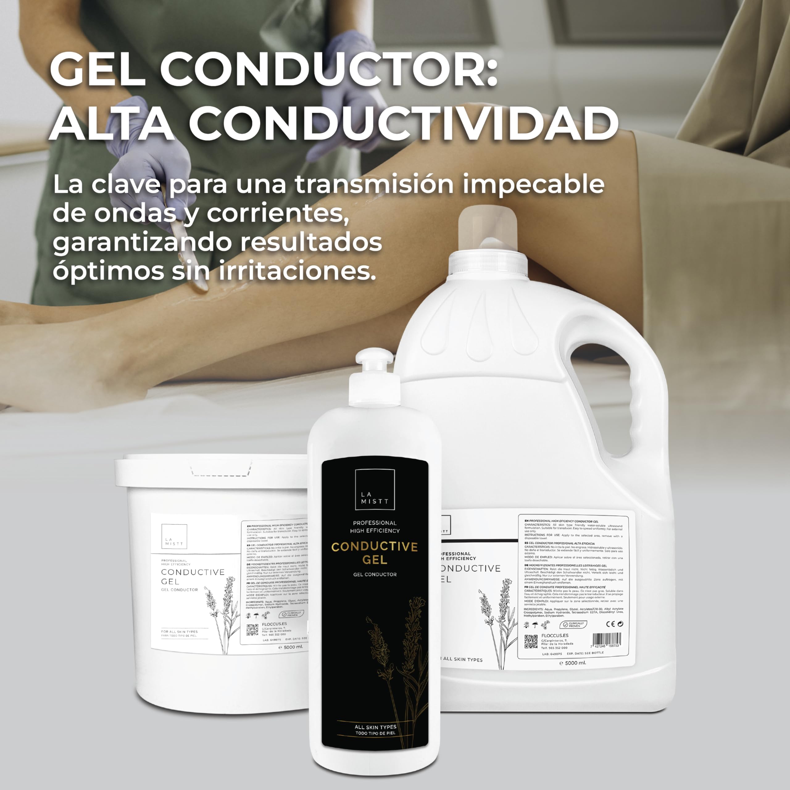 Pack Gel Conductor de Ultrasonido 5l + 100 Cuchillas de Afeitar Desechables de 1 Hoja