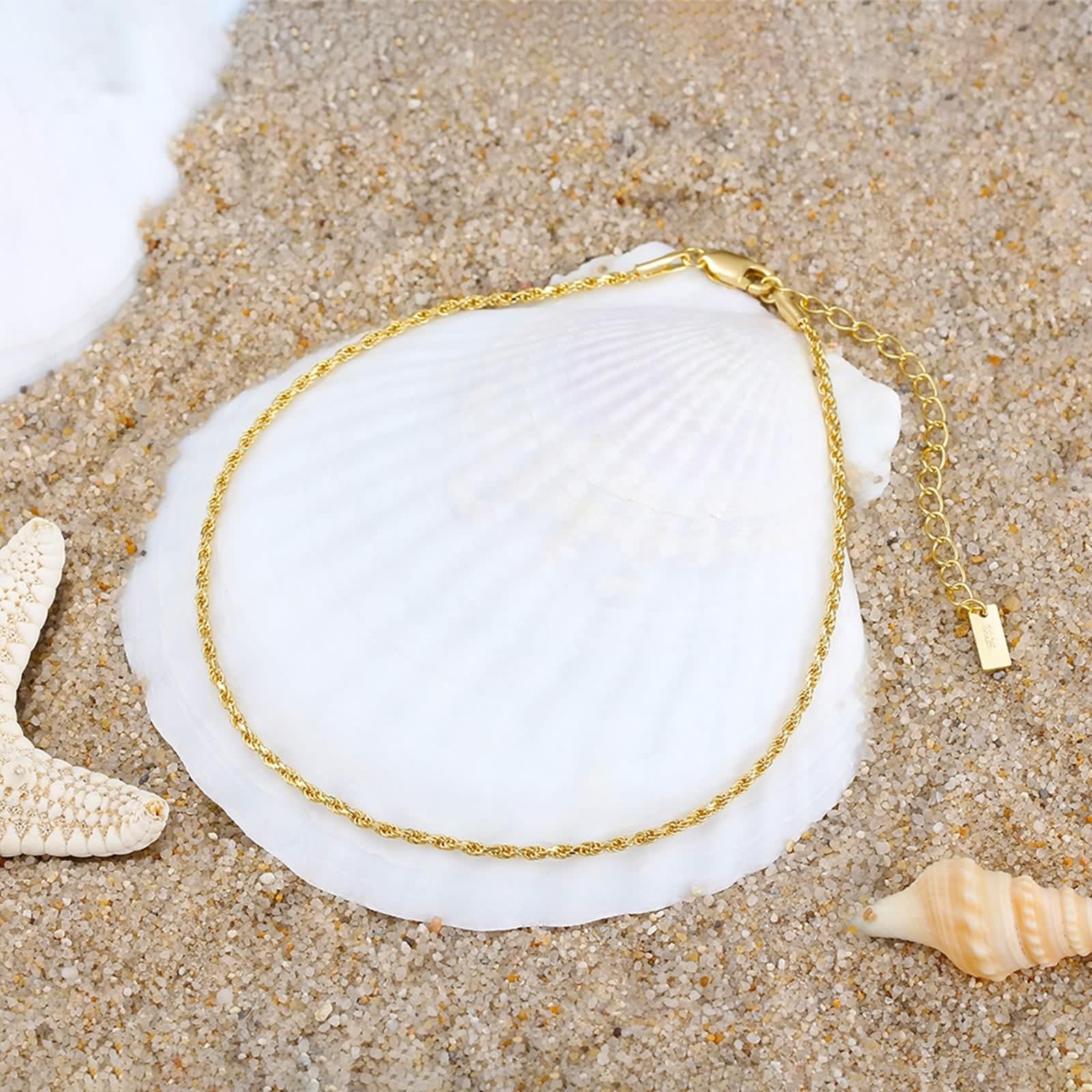 Tobilleras de plata de ley 925 para mujer, tobilleras, cadena de cuerda, joyería ajustable de plata/oro, regalo para amiga y mamá