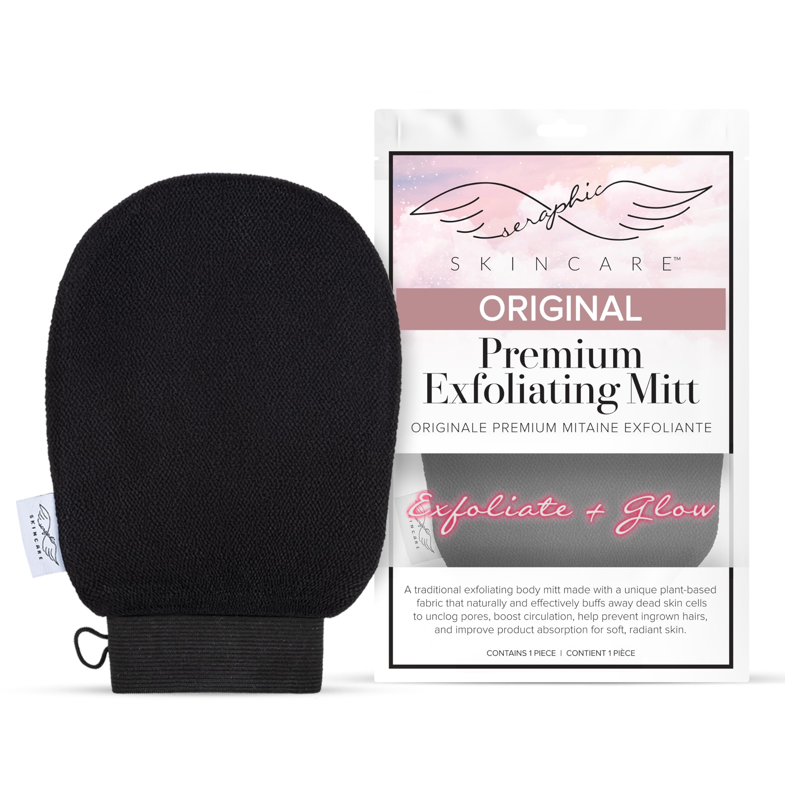 Seraphic Skincare Guanti esfolianti coreani (1 pezzo) guanti esfolianti per sollevare visibilmente la pelle morta, ideali per la rimozione dell'abbronzatura spray o cheratosi pilaris, scrub per il