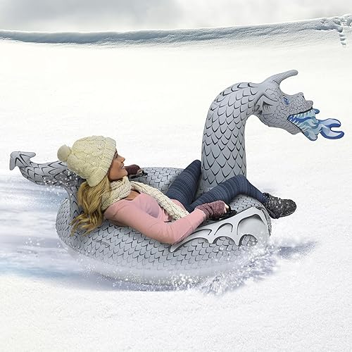 Miniatura 21 de GoFloats Tubos de nieve de invierno – Elige entre unicornio, Frozen de Disney, dragón de hielo, oso polar, pingüino, flamenco, trineo inflable