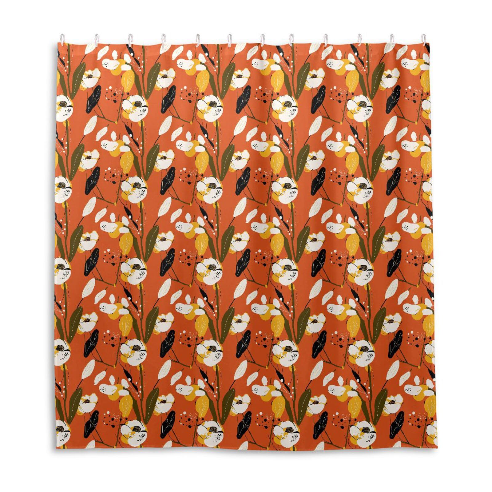 Rideau de douche en polyester de qualité supérieure fleurs orange