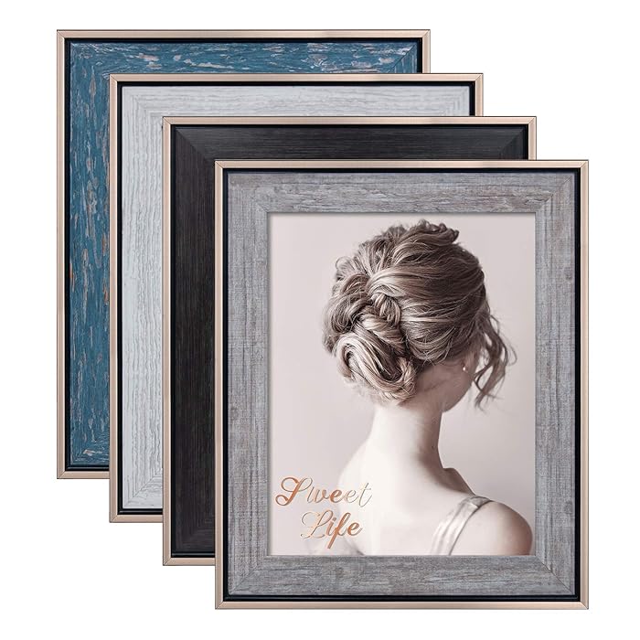 Buy Egofine 10x8 Photo Frames Rustic Distressed Frames 10x8 with Real Glass for Tabletop and