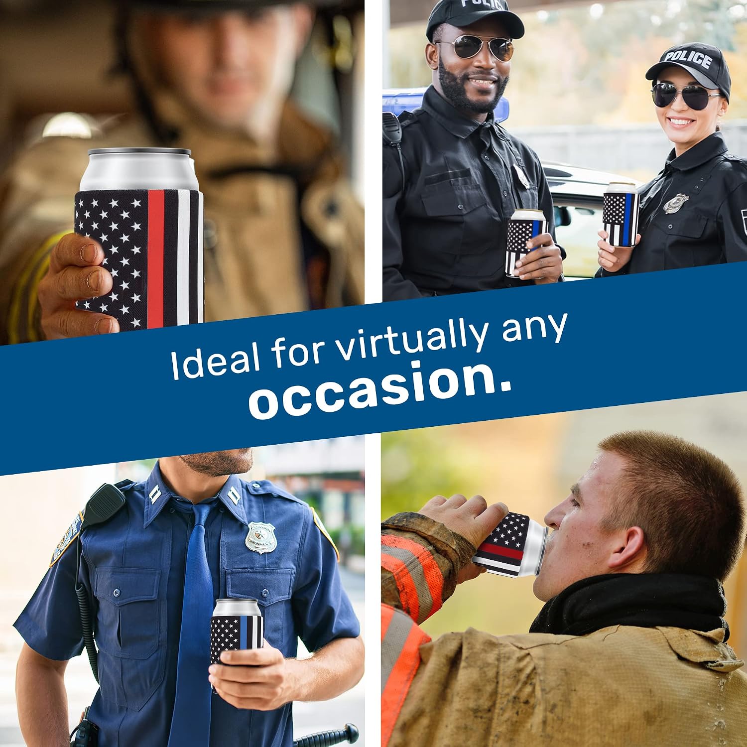 QualityPerfection 12 oz Can Cooler Sleeves (6 Units) Neoprene Blank Beer Coolers 4mm Thick Fabric Soda Collapsible Drink Holder, Thermocoolers 12 ounce Regular Size Can Holder (Blue Camo) image 5