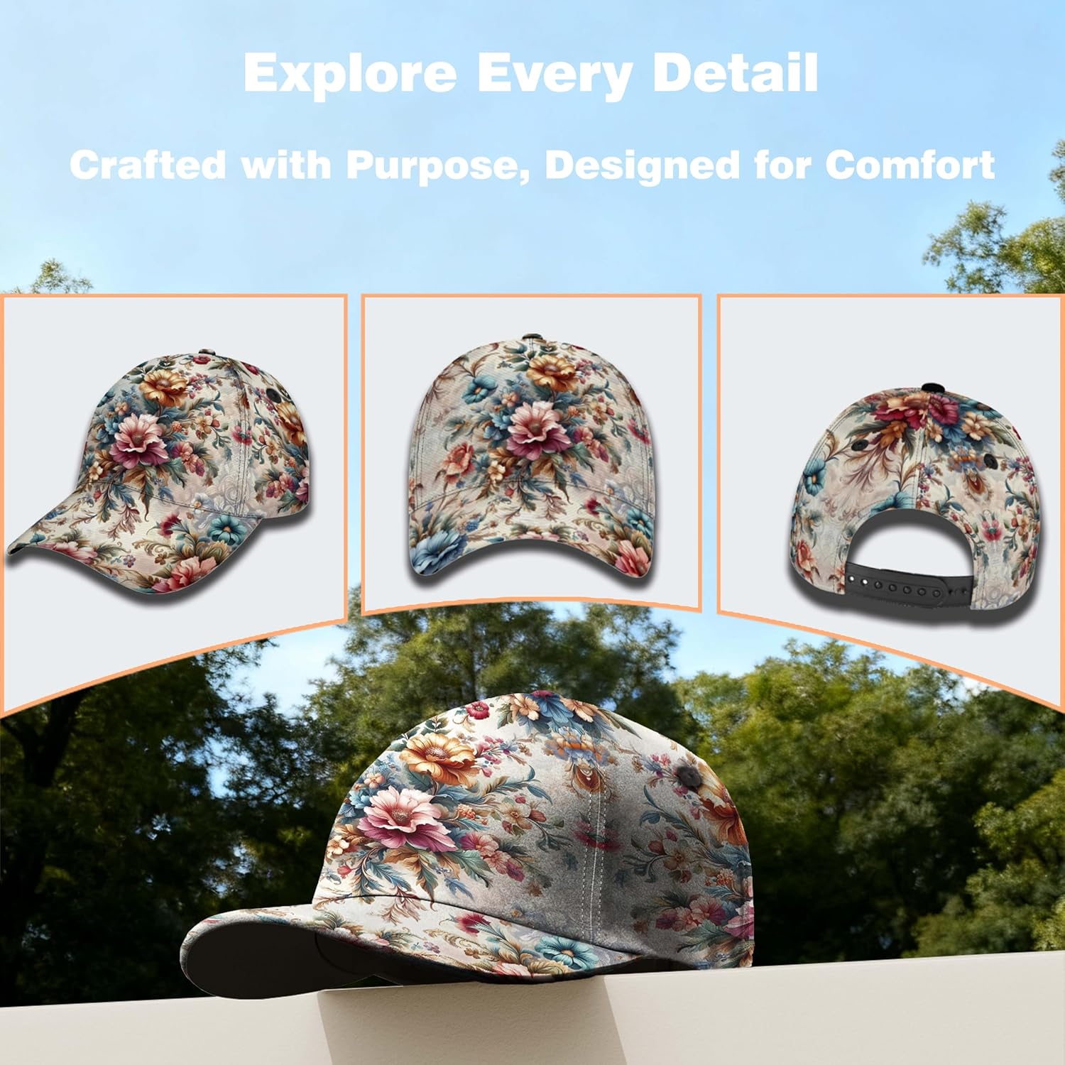Full-Print Cute Baseball Cap, Unique Gifts for Men & Women Fashion Baseball Hat image 3