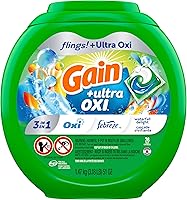 Vista 12 de Gain Flings - Cápsulas de detergente Ultra Oxi para ropa, 76 unidades, aroma Waterfall Delight, 3-en-1, compatible con HE