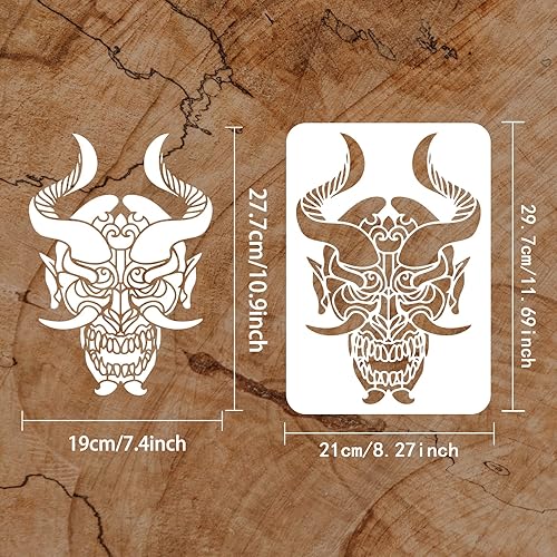 Miniatura 2 de FINGERINSPIRE Plantilla de fantasma de 11.7 x 8.3 pulgadas, plantilla de plástico con logotipo de demonio, máscara de fantasma reutilizable,