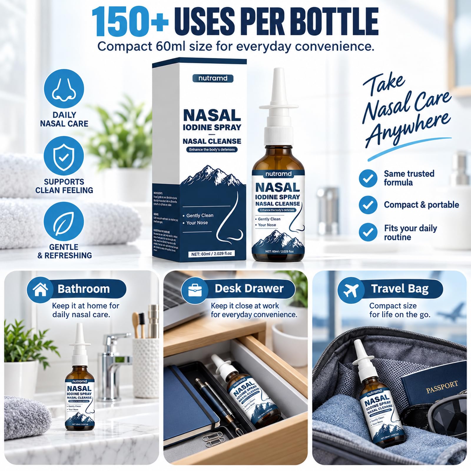 Nutramd Iodine Nasal Spray, Daily Nasal Cleanse & Care Mist with Iodine & Fulvic Acid, Fine Mist Non-Medicated Nasal Spray for Dry Air, Travel & Daily Use(1pc) — Amazon image 6