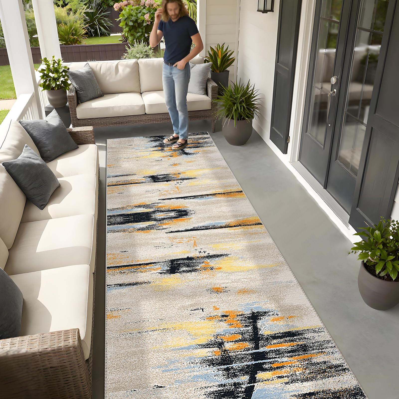 Antypoślizgowy chodnik kuchenny, dywanik do długiego korytarza, 120 x 250 cm nowoczesny dywan wejściowy do domu, zmywalny chodnik, dywanik do przedpokoju, kuchni pralni