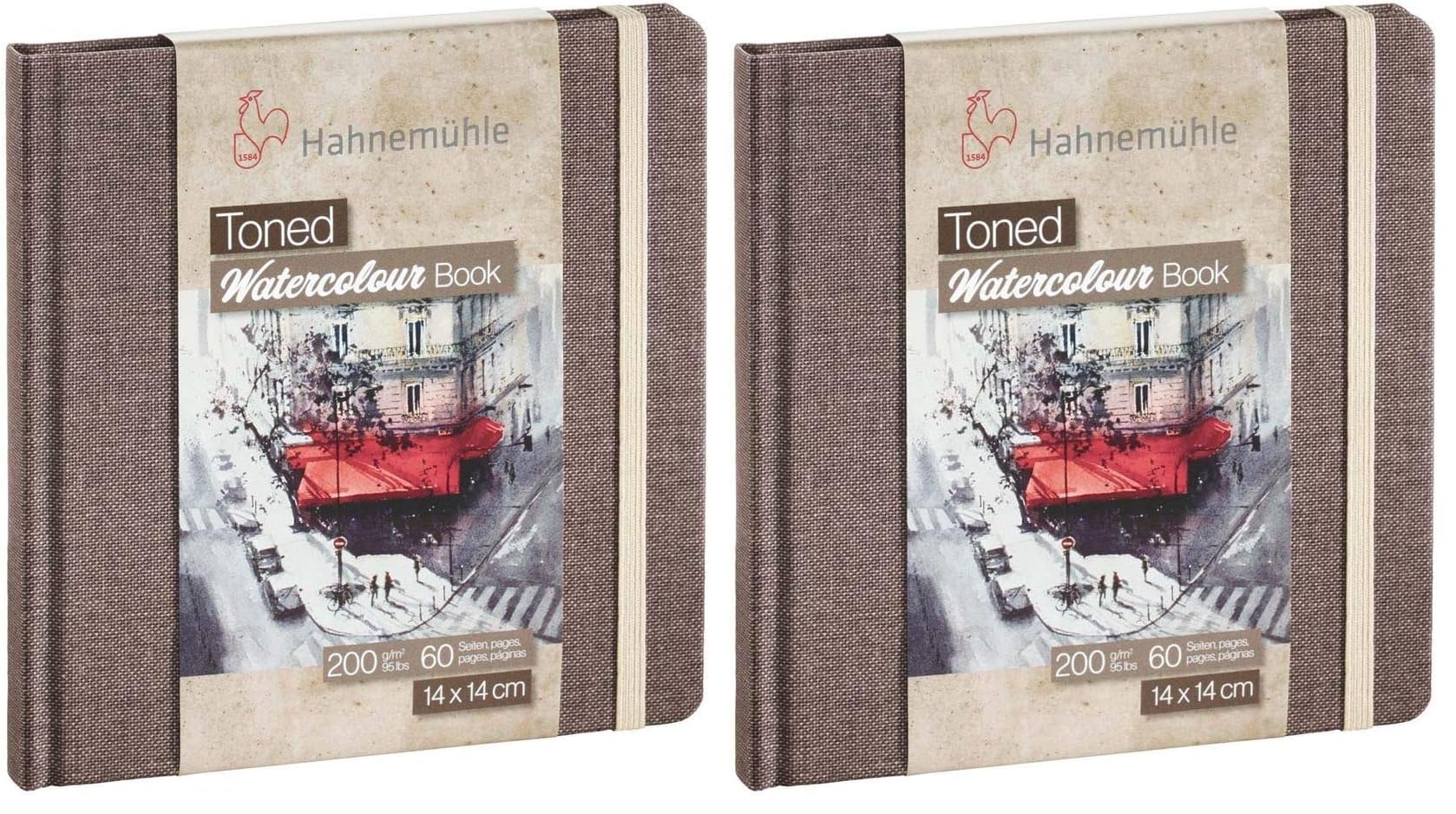 Toned Watercolour 200g/m² Beige, Square Watercolor Notebook, Size 14x14cm, 30 fls (Pack of 2)