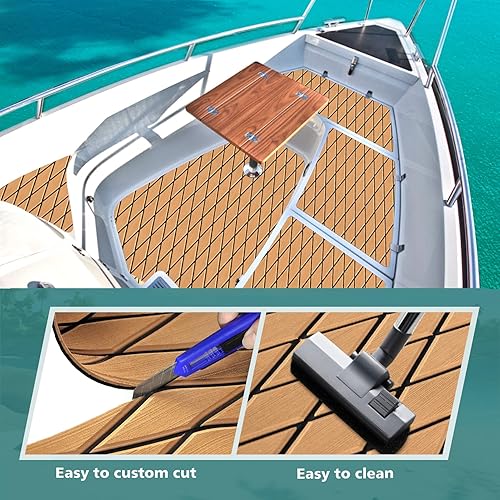 Miniatura 10 de KXKZREN Almohadilla de espuma EVA para suelo de lancha, patrón de diamante, 0.236 in, antideslizante, de teca sintética, para yate, lancha, RV,