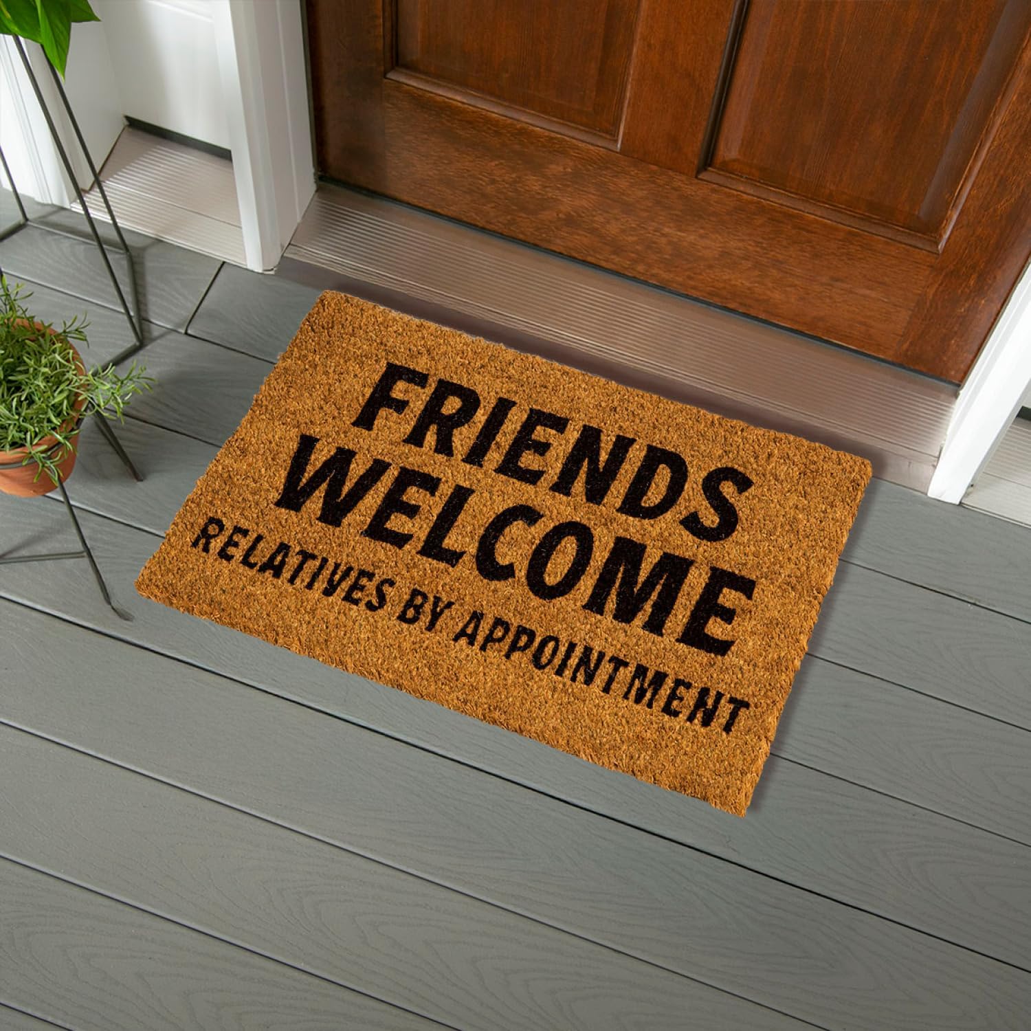 Evergreen Flag Funny Welcome Mat Coir Doormat | Everyday 28" x 16" Front Door Mat Outdoor Entrance | No Slip Door Rugs Entryway Indoor