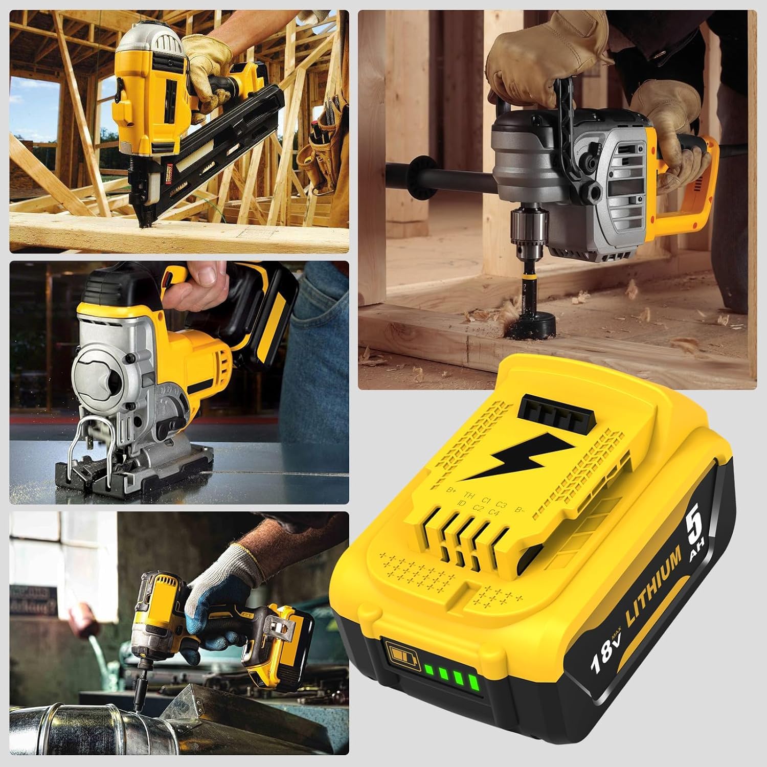2 Piezas baterías de Repuesto de 18 V 5000 mAh para Dewalt DCB184, DCB183, DCB184B-XJ, DCB183-XJ, DCB182, DCB182-XJ, DCB181, DCB181-XJ, para Herramientas eléctricas con indicador LED