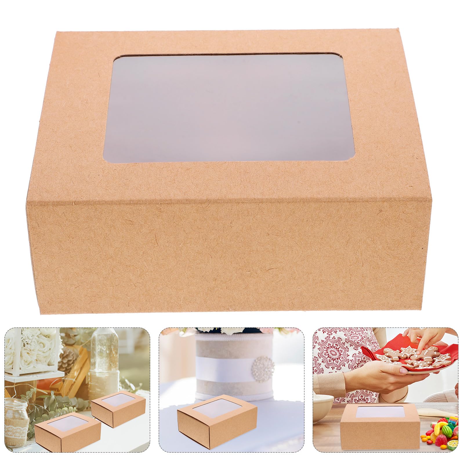 Angoily Scatole per Bomboniere in Carta Kraft con Finestra PVC Trasparente Set da 10 Scatole Regalo Scorrevoli 14X11X5 CM Contenitori Multifunzionali per Caramelle Cioccolatini e