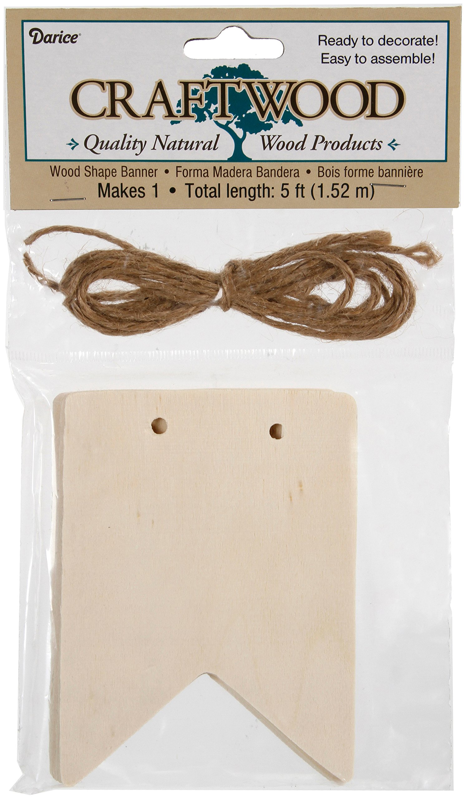 Bannière en bois véritable Darice avec drapeaux suspendus pour décoration durable