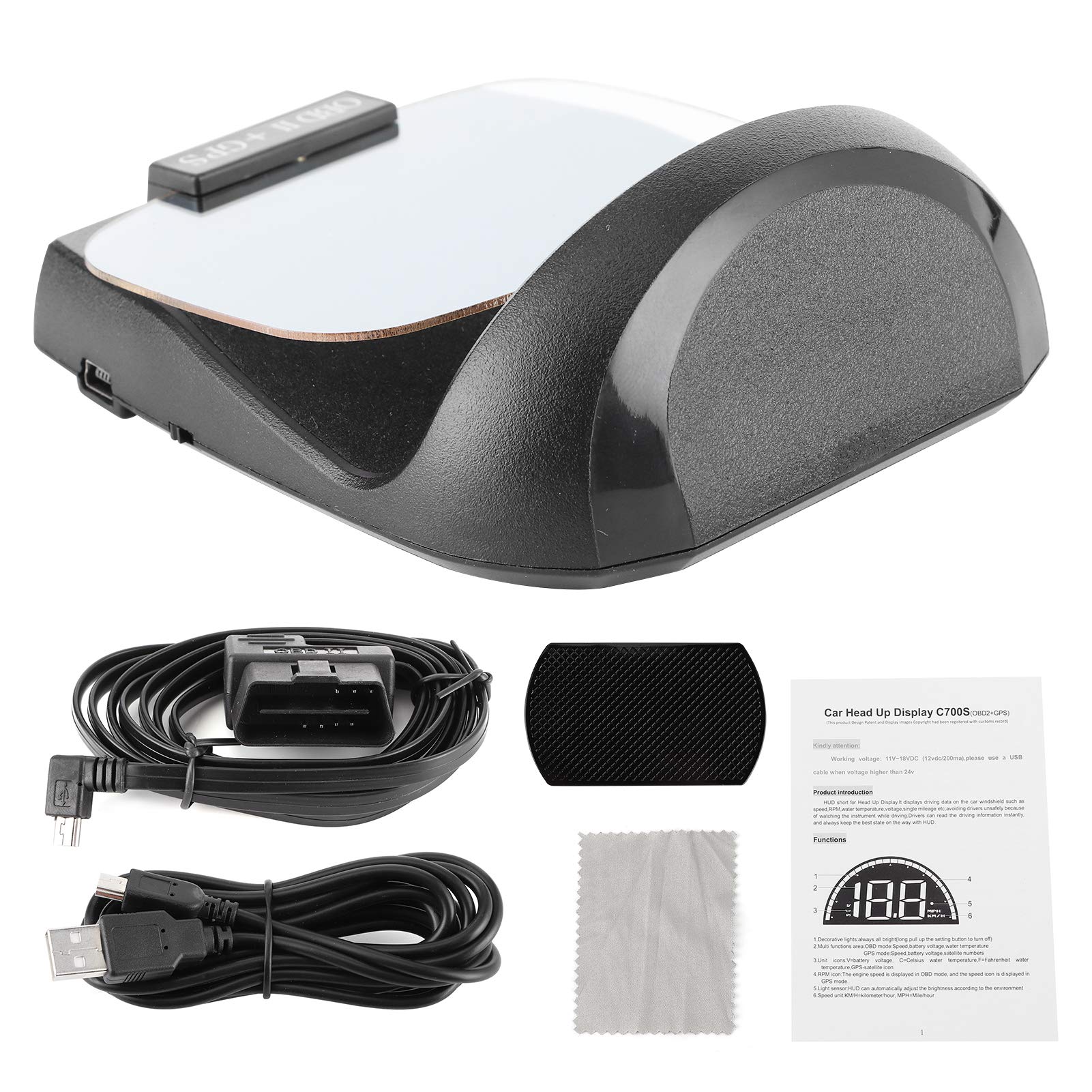 Monitor HUD Head Up Display universale per auto ad alta definizione per automobili, proiettore con schermo a colori a doppio GPS e OBD, tachimetro digitale multifunzionale con