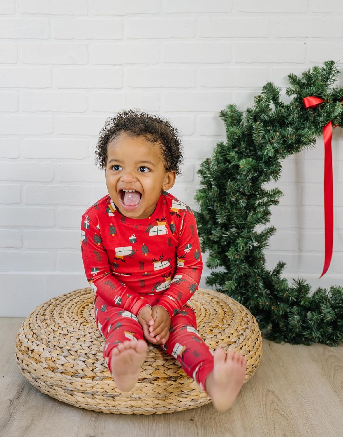 moimoln Sibling Matching Christmas Pajamas 6M-8Y Soft Warm Cotton Modal Holiday Graphic Long Sleeve Snug-Fit Sleepwear Set - Image 3