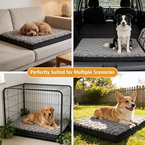 Miniatura 8 de Cama ortopédica XL para perros, colchón impermeable de espuma viscoelástica para perros grandes, funda lavable de felpa y parte inferior