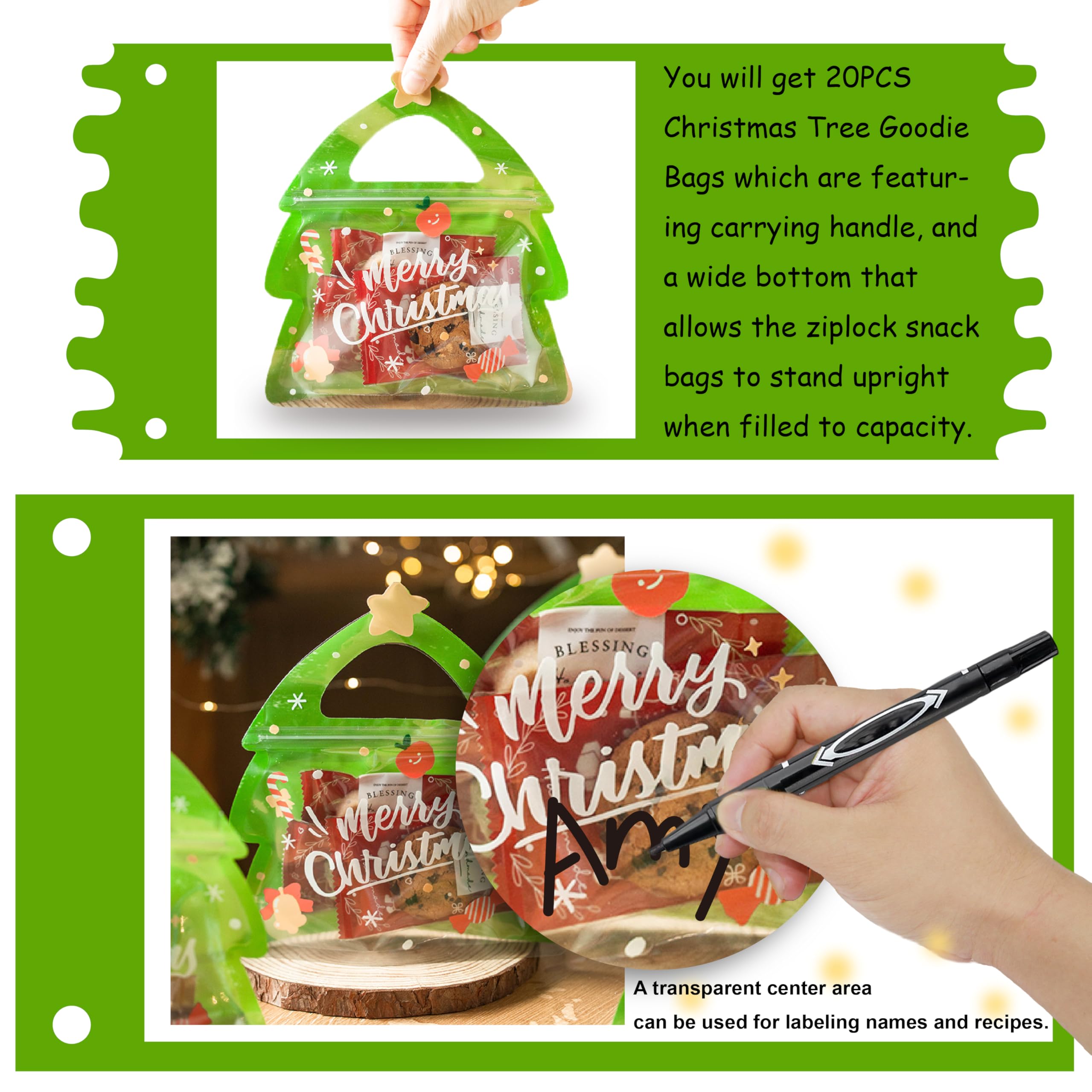 AOKELEON Bolsas de dulces para árbol de Navidad, 100 unidades (árbol de Navidad)