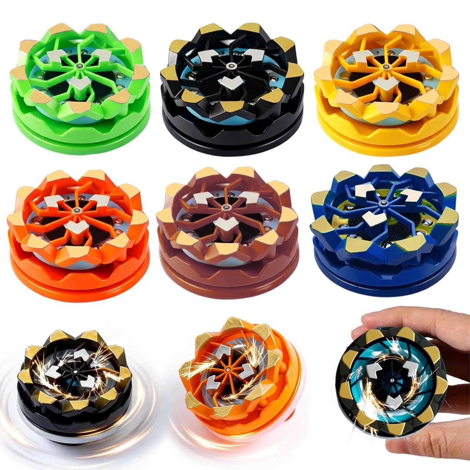 Dryxog 6Pcs Sparkling Spinning Tops Set, Creative Light-Up Gyro Toy with Vibrant Colors, High-Speed Battle Spinning Tops for Kids Boys Girls, Perfect Party Favors
