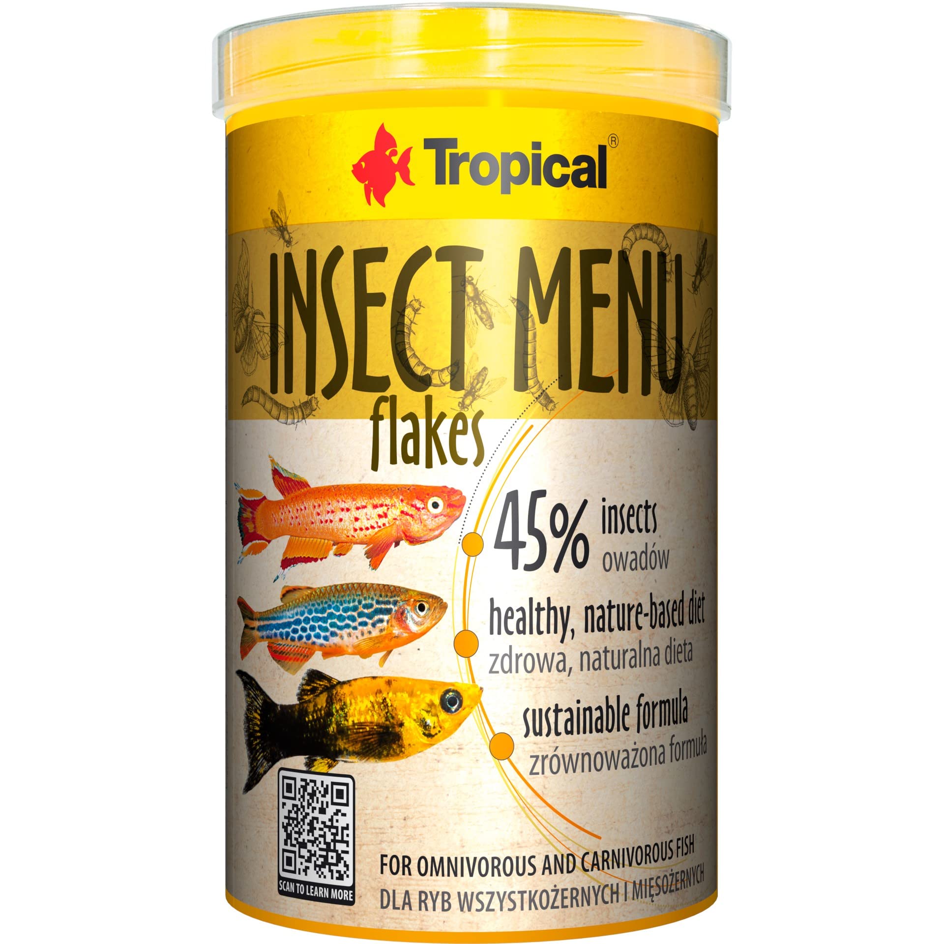 Insect Menu Flakes 1000ml / 200g - alimento multicomponente en Forma de Escamas a Base de 3 Insectos