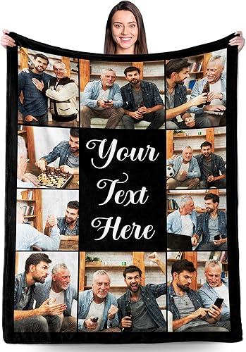 Miniatura 8 de Lcyawer Divertidos regalos de cumpleaños para el Día del Padre para papá de hija, hijo, esposa, niños, manta personalizada con fotos, regalos únicos