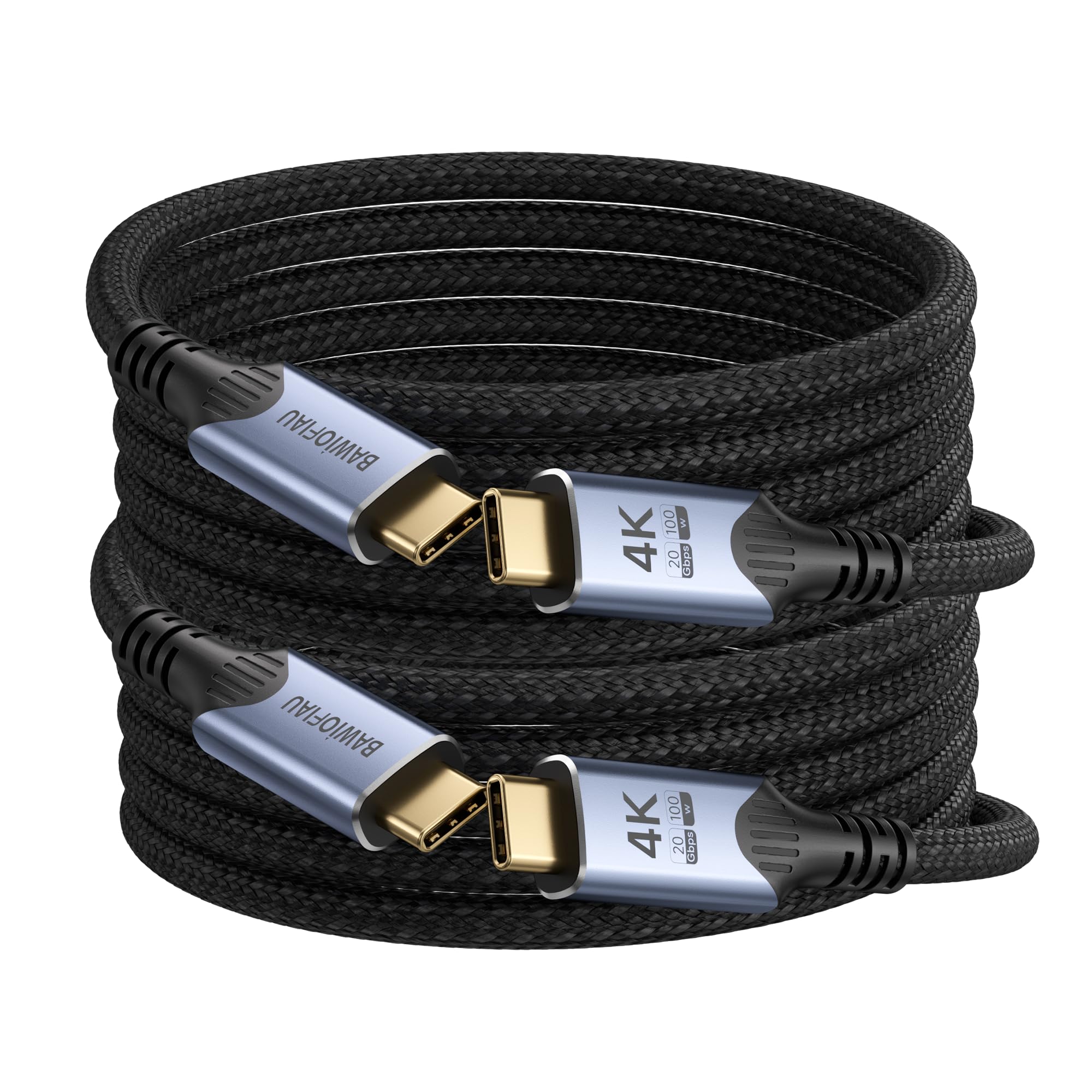 2PACK 5M Cable de Video USB C 4K, Carga rápida PD de 100 W, Transferencia de Datos de 20 Gbps, Cable USB-C de Silicona sin enredos Tipo C