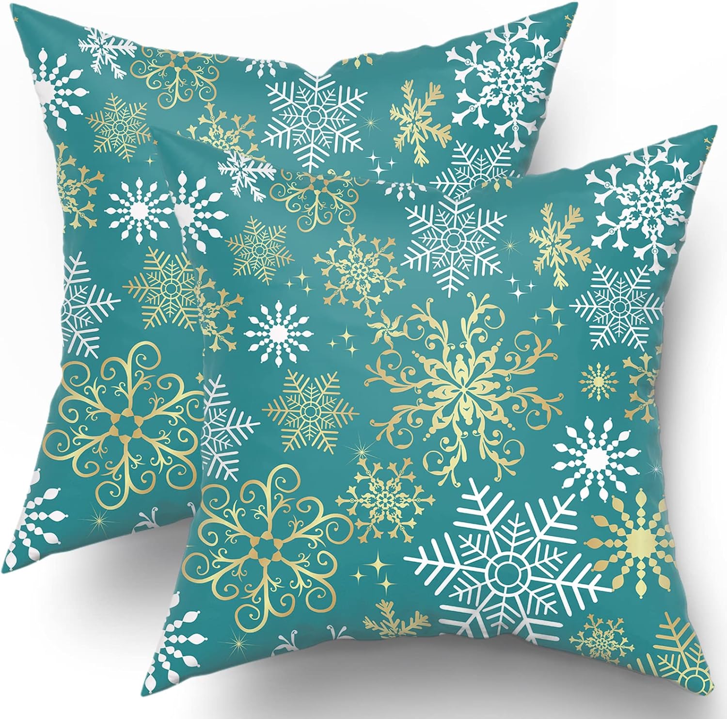 Teal Christmas Pillow Covers 18X18 In Xmas Winter White