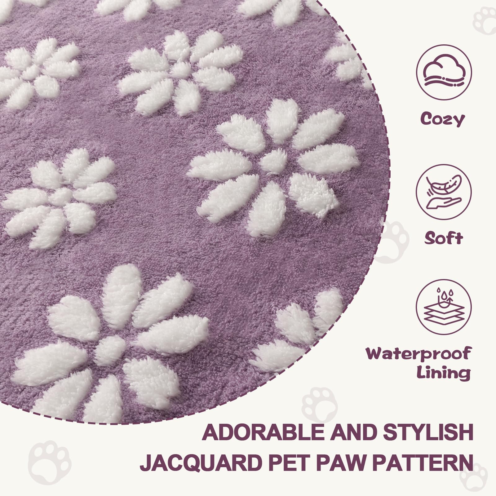 Manta impermeable para perro, cachorro, gato, bonita manta de perro con textura 3D para cama, sofá, manta suave a prueba de orina líquida para proteger muebles, 30 x 40 pulgadas, morado