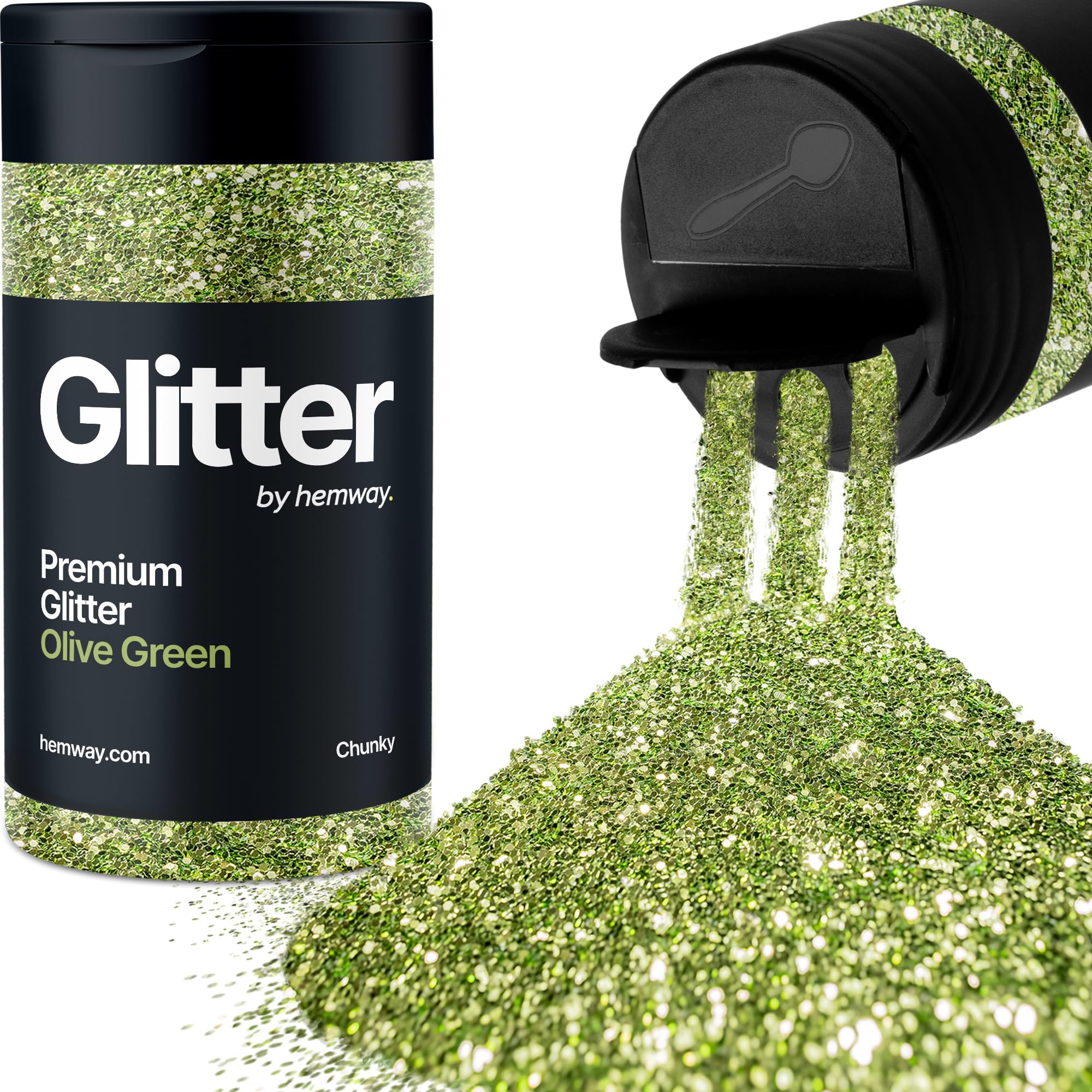 Olive Green Glitter Shaker, 130g Chunky Glitter, Crafts 1/40" Metallic Flake Olive Green Sequins, Resin & Epoxy Crafts